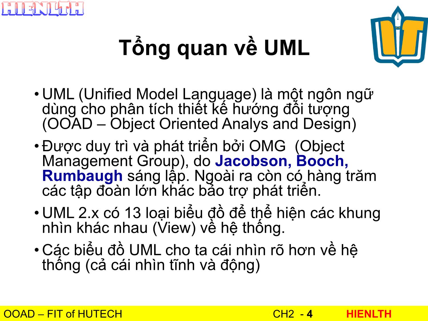 Bài giảng Phân tích thiết kế hướng đối tượng - Bài 2: UML - Lương Trần Hy Hiến trang 4