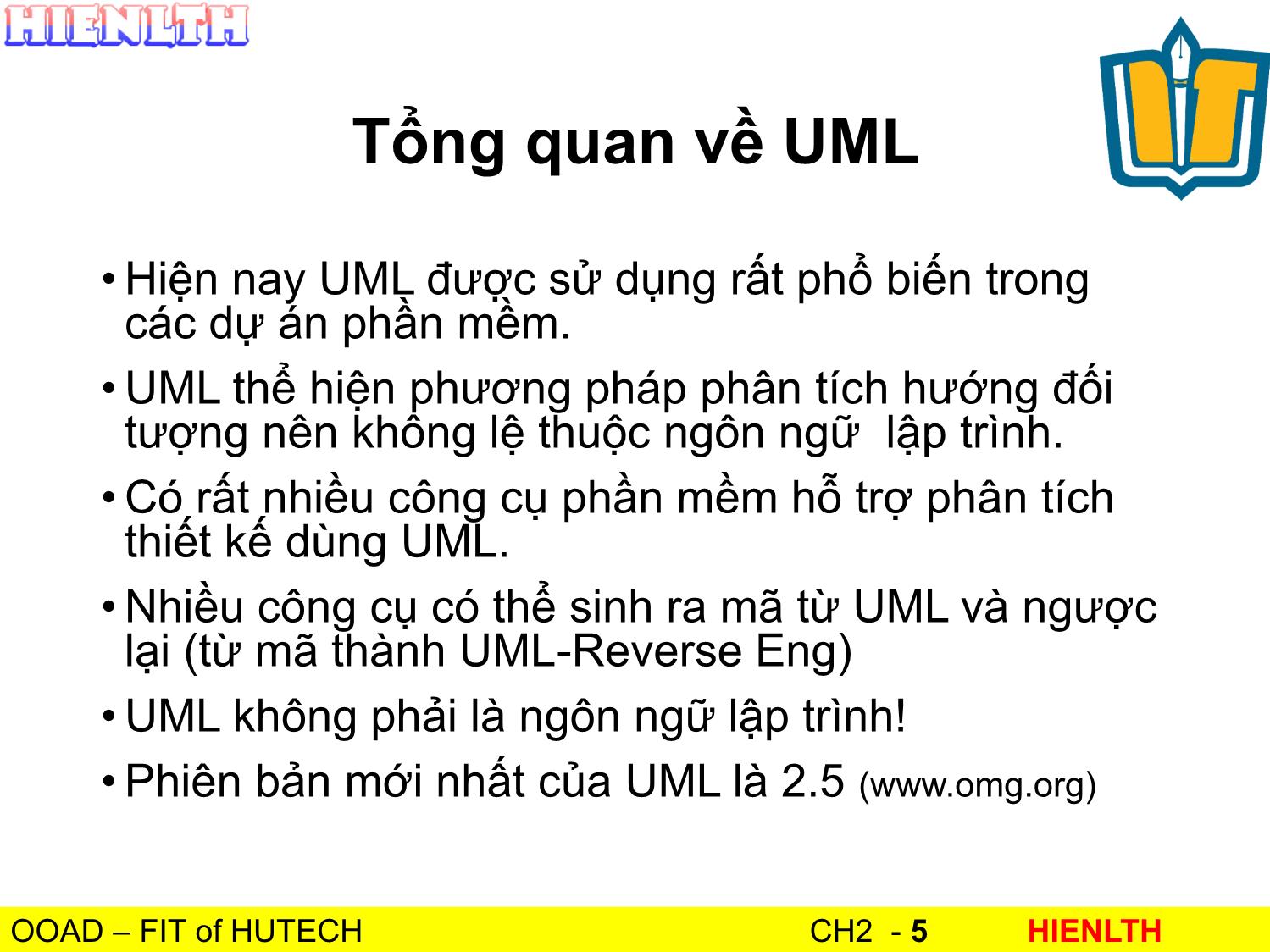 Bài giảng Phân tích thiết kế hướng đối tượng - Bài 2: UML - Lương Trần Hy Hiến trang 5