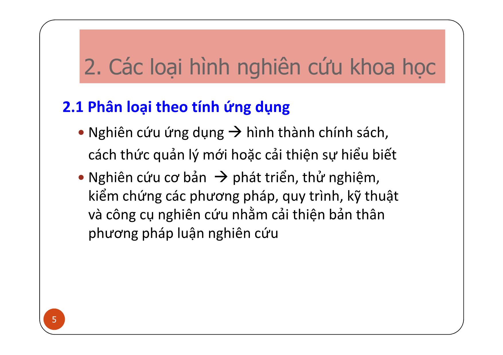 Bài giảng Phương pháp nghiên cứu khoa học cho sinh viên trang 5