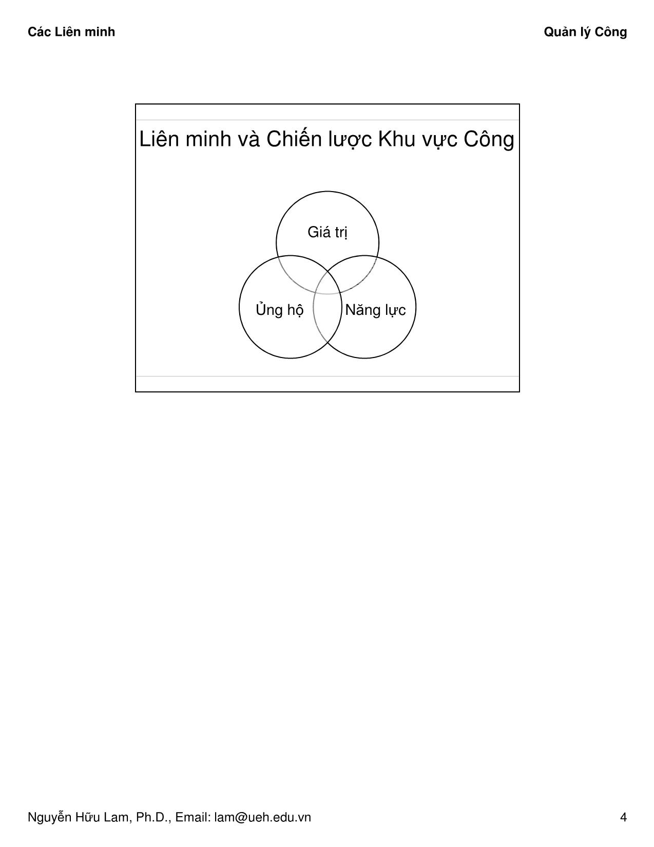 Bài giảng Quản lý công - Các Liên minh - Nguyễn Hữu Lam trang 4