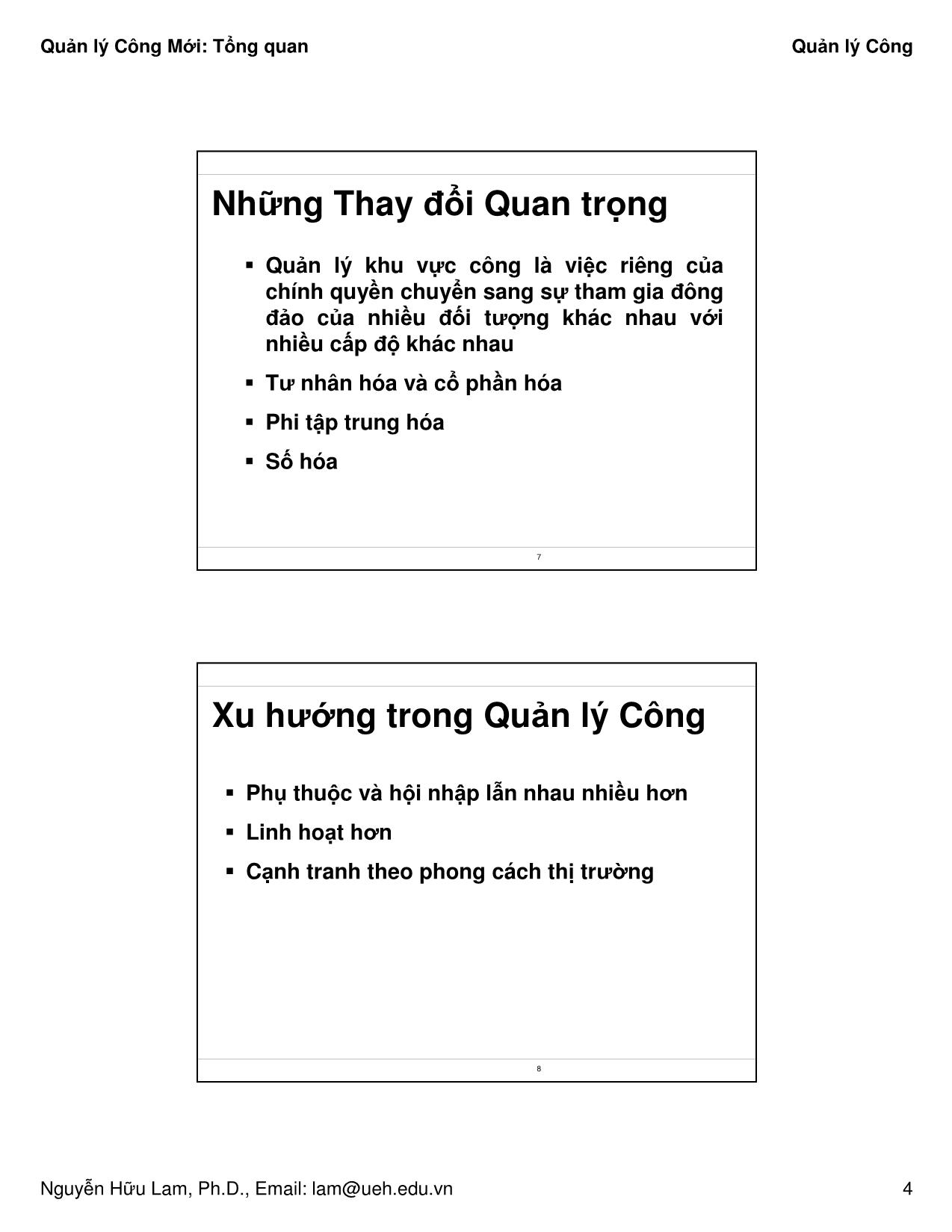 Bài giảng Quản lý công - Tổng quan - Nguyễn Hữu Lam trang 4