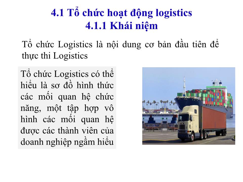 Bài giảng Quản trị Logistics kinh doanh - Chương 4: Tổ chức và kiểm soát Logistics trang 3