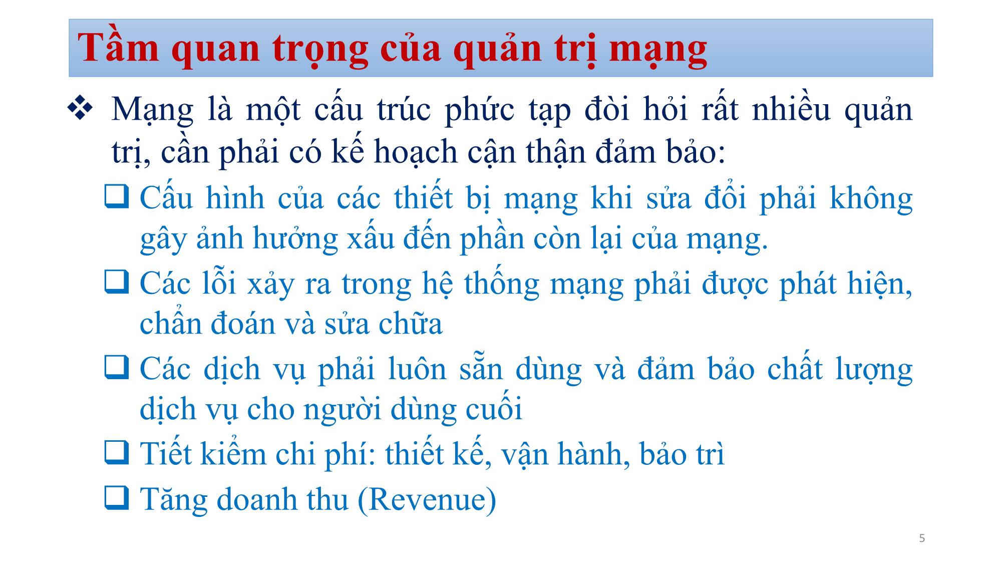 Bài giảng Quản trị mạng - Chương 1: Tổng quan quản trị mạng - Bùi Minh Quân trang 5