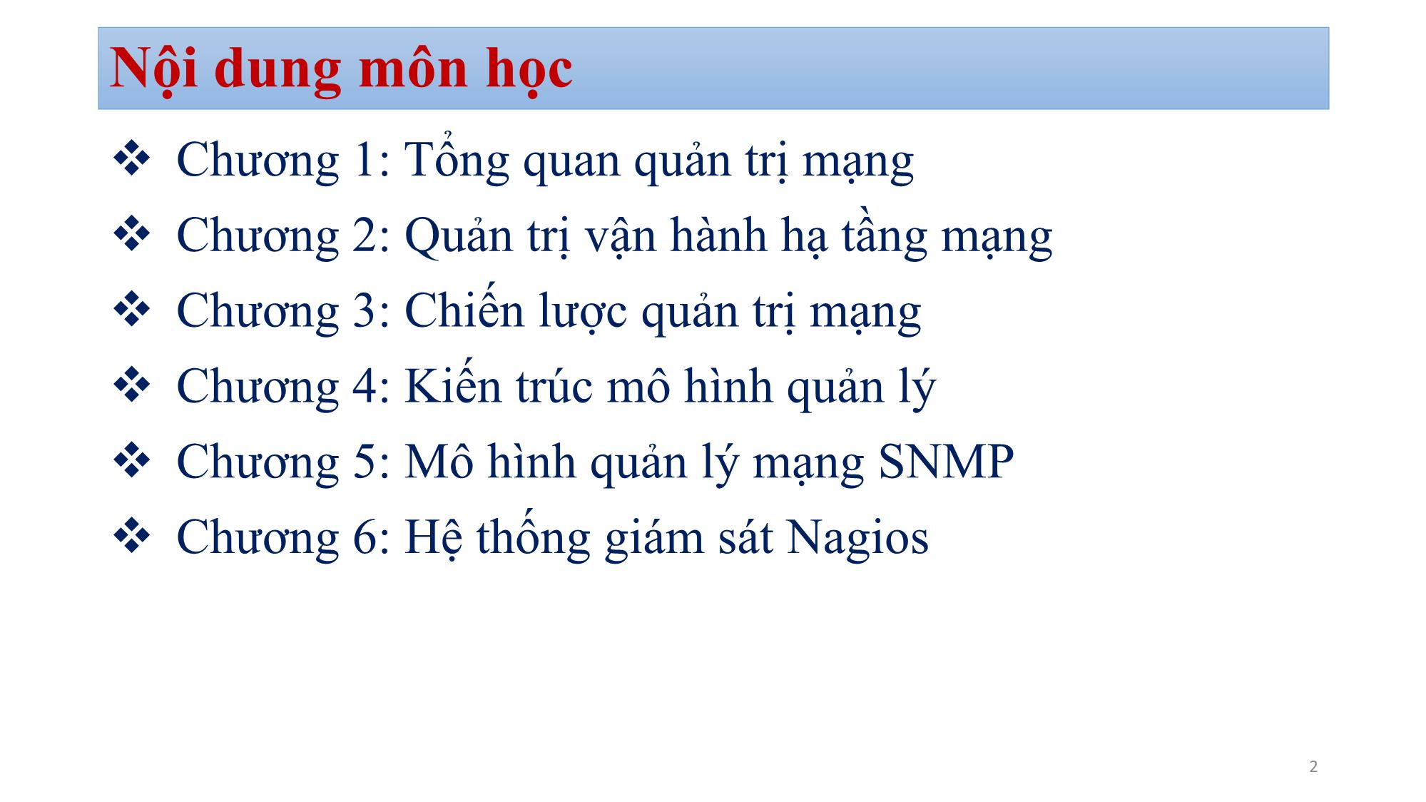 Bài giảng Quản trị mạng - Giới thiệu - Bùi Minh Quân trang 2