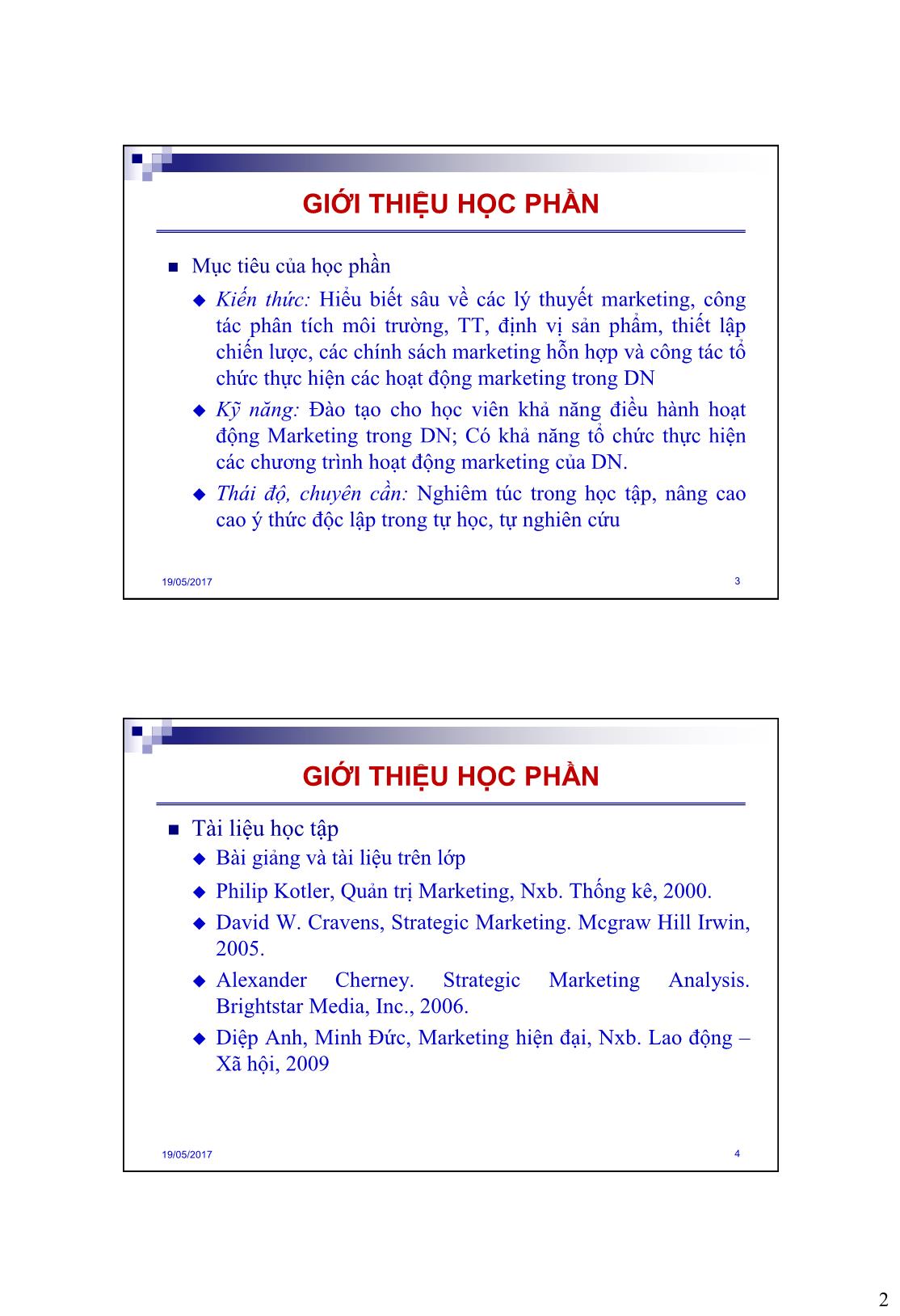 Bài giảng Quản trị marketing - Chương 1: Tổng quan về quản trị marketing - Nguyễn Hải Quang trang 2