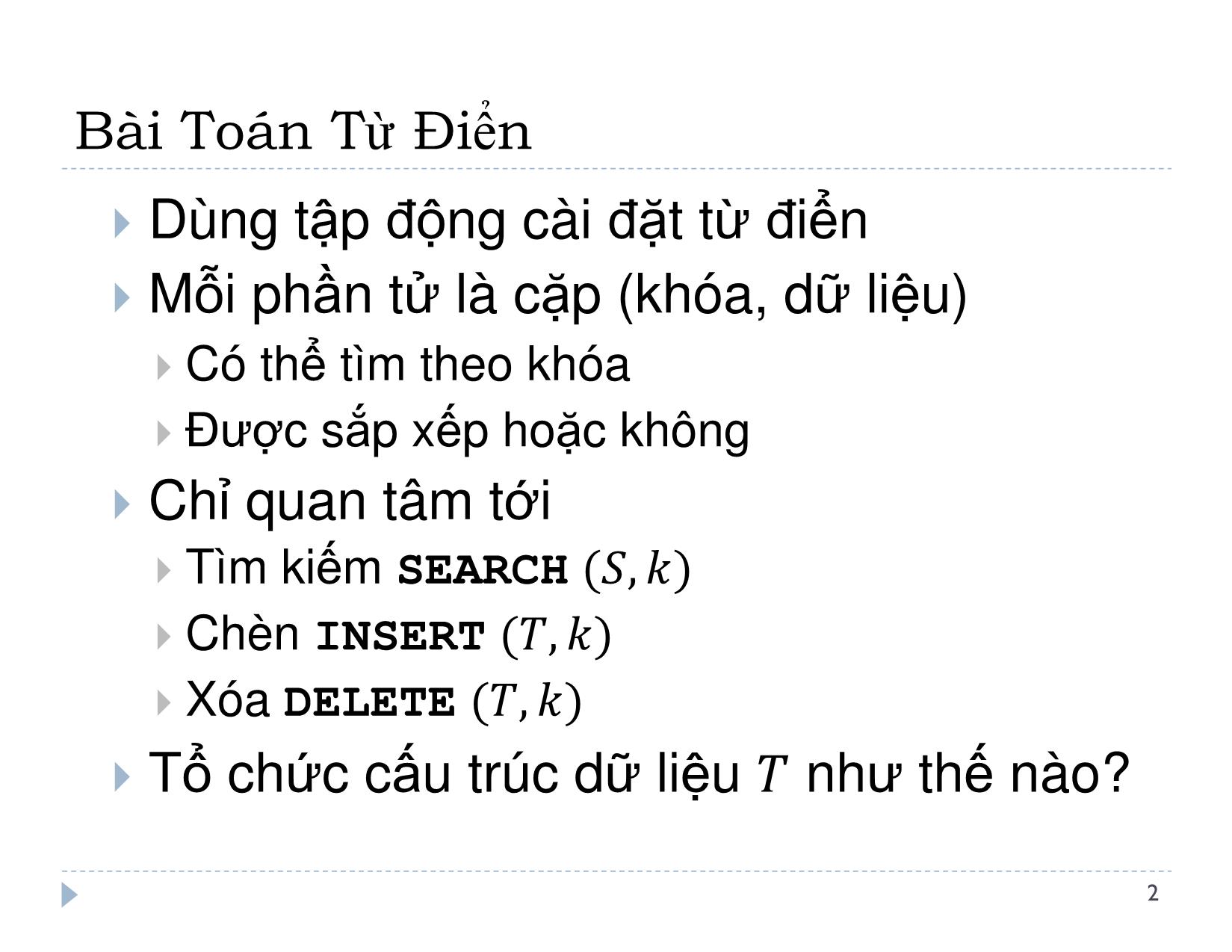 Bài giảng Thiết kế và đánh giá thuật toán - Bài 8: Bảng băm - Lê Nguyên Khôi trang 3