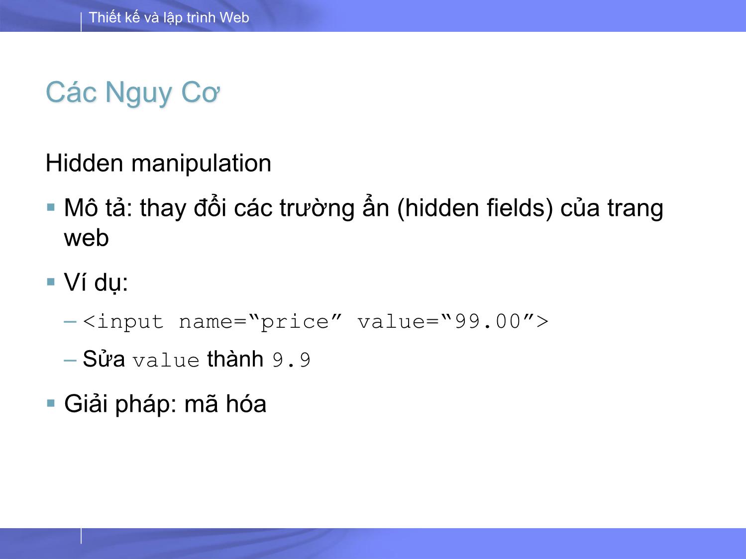 Bài giảng Thiết kế và lập trình Web - Bài 11: PHP bảo mật trang 5