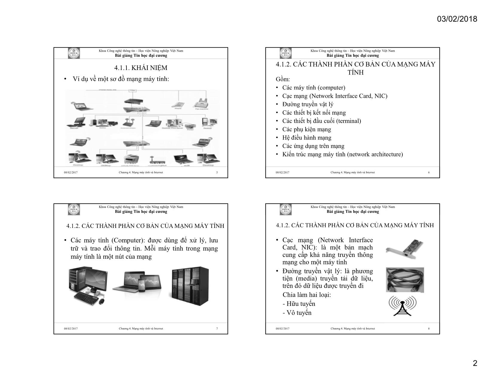 Bài giảng Tin học đại cương - Chương 4: Mạng máy tính và Internet trang 2