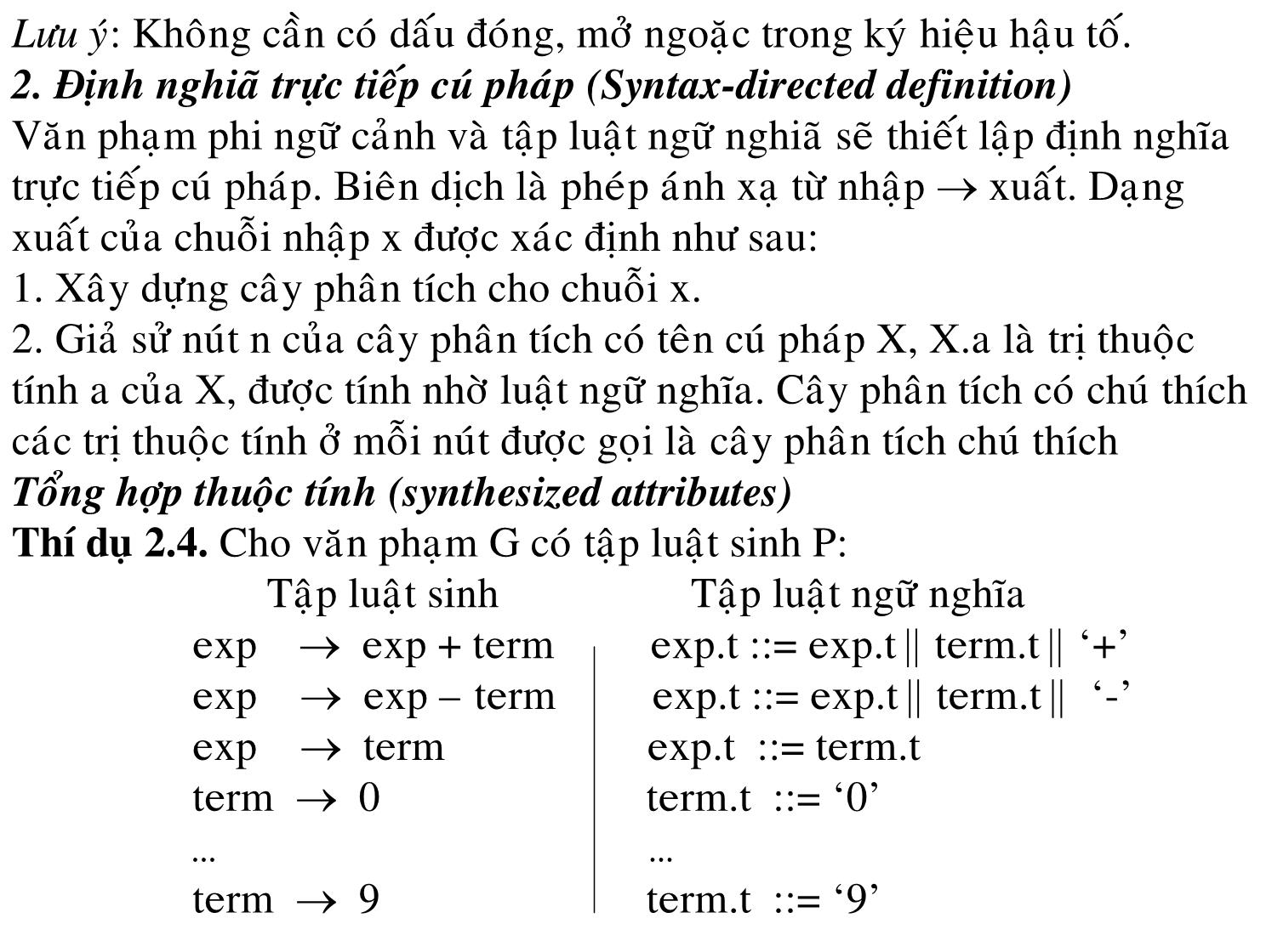 Bài giảng Trình biên dịch - Chương 2: Trình biên dịch đơn giản trang 4