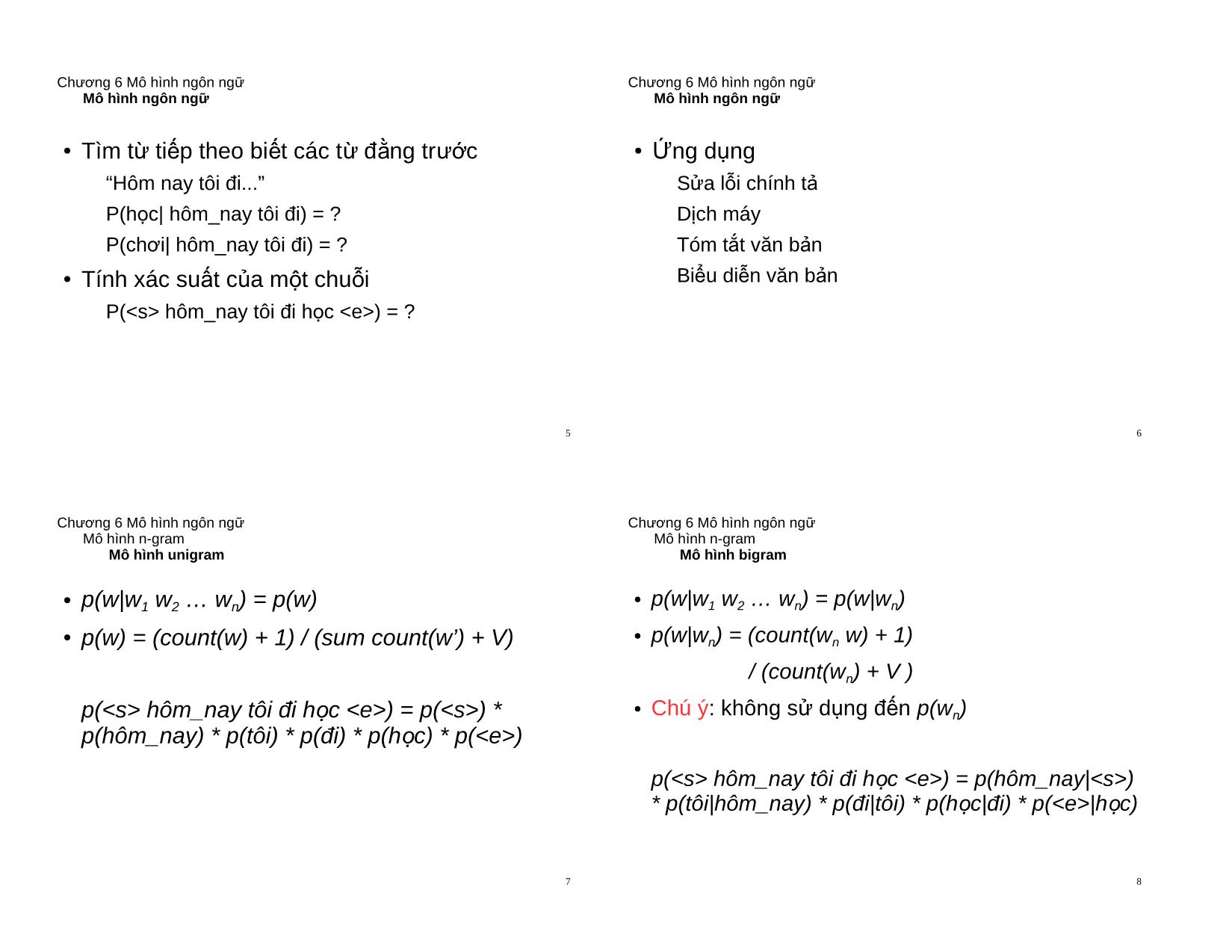 Bài giảng Xử lý ngôn ngữ tự nhiên - Chương 6: Mô hình ngôn ngữ trang 2