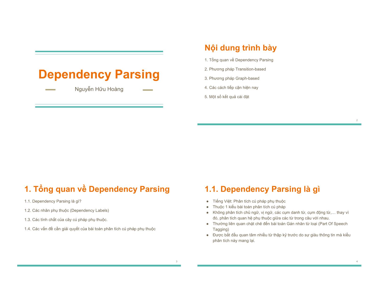 Bài giảng Xử lý ngôn ngữ tự nhiên - Chương 9: Dependency Parsing trang 1