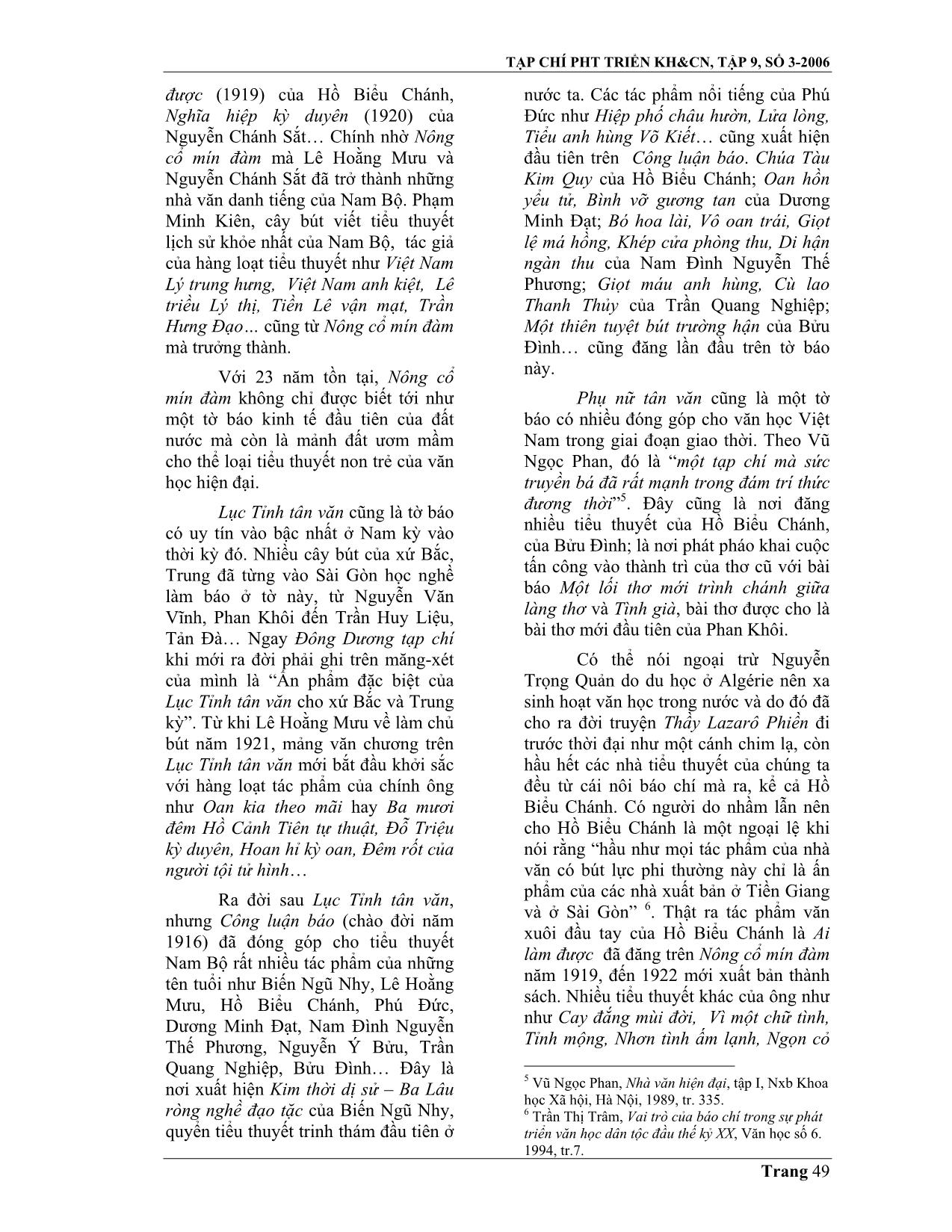 Báo chí quốc ngữ Latinh với sự hình thành và phát triển của tiểu thuyết Nam Bộ cuối thế kỷ XIX đầu thế kỷ XX trang 3
