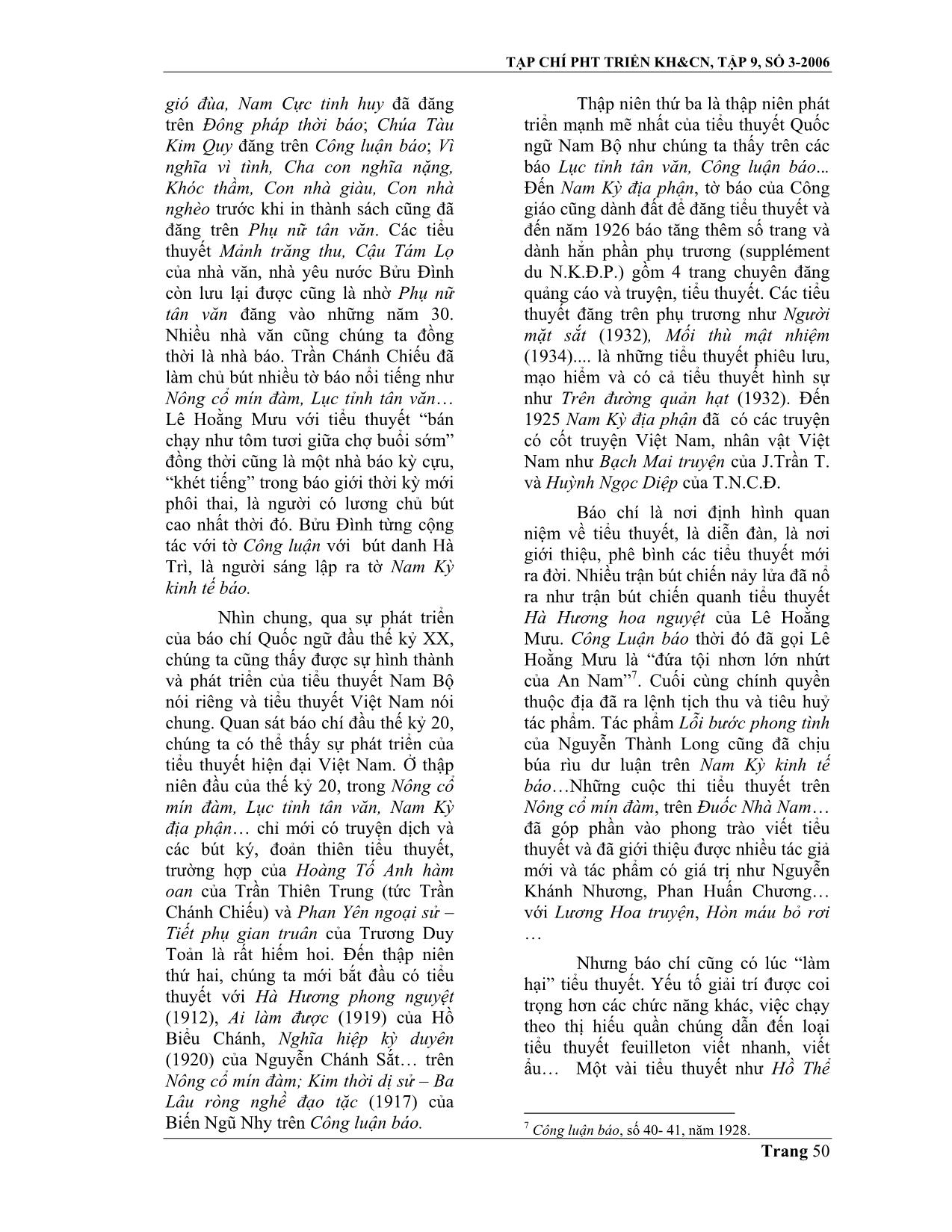 Báo chí quốc ngữ Latinh với sự hình thành và phát triển của tiểu thuyết Nam Bộ cuối thế kỷ XIX đầu thế kỷ XX trang 4