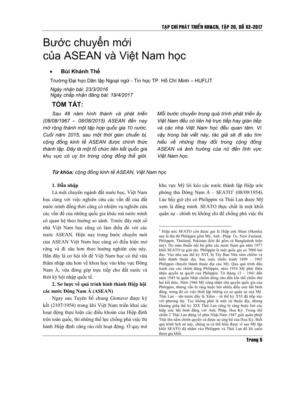 Bước chuyển mới của Asean và Việt Nam học trang 1
