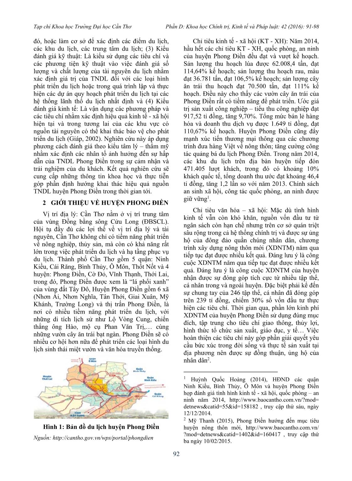Các nhân tố ảnh hưởng đến sự hấp dẫn của tài nguyên du lịch huyện Phong Điền, thành phố Cần Thơ trang 2