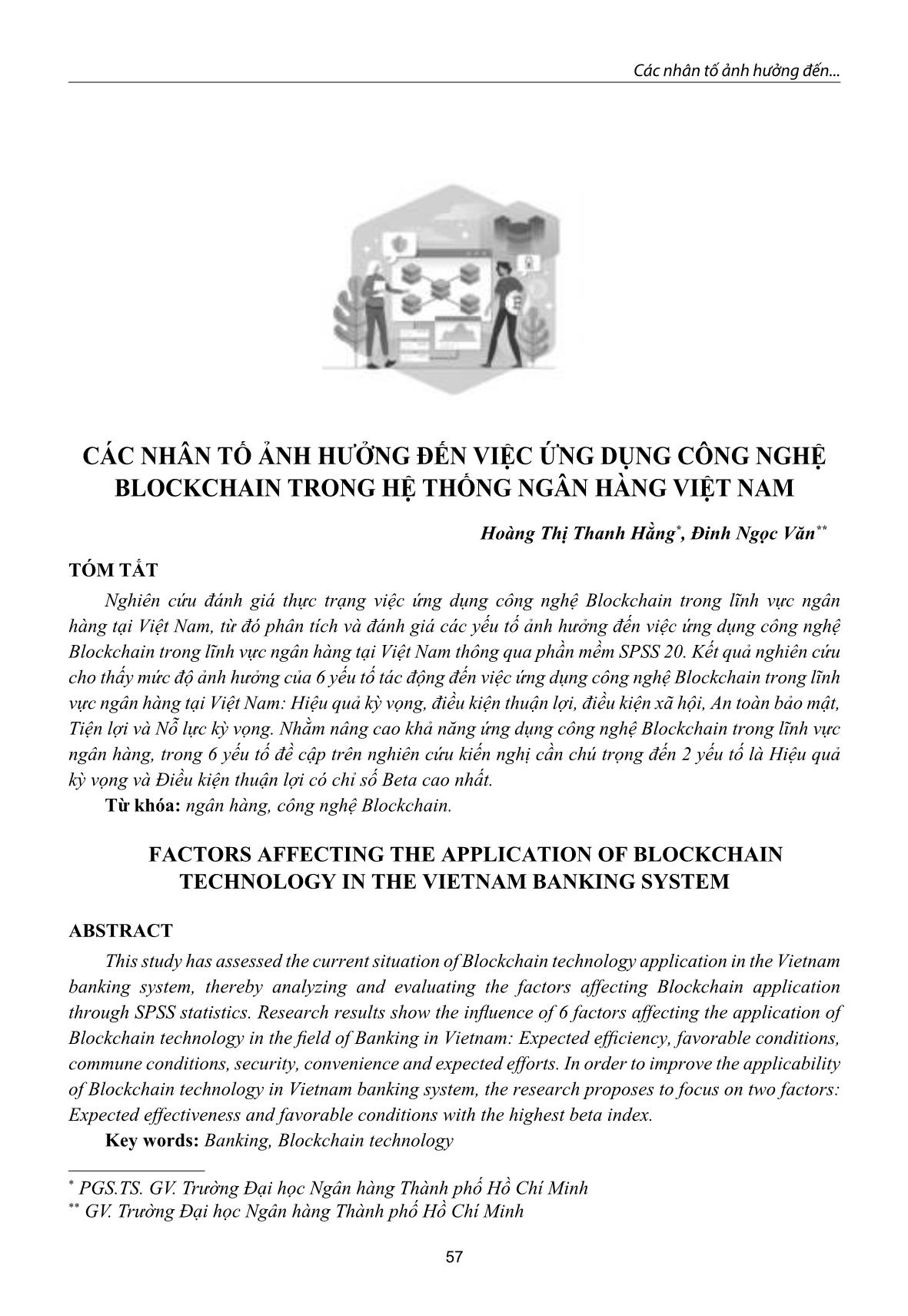 Các nhân tố ảnh hưởng đến việc ứng dụng công nghệ blockchain trong hệ thống ngân hàng Việt Nam trang 1