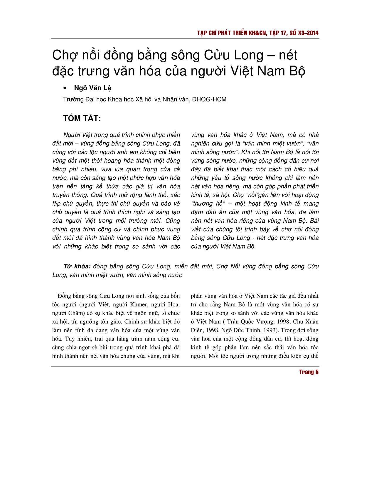 Chợ nổi đồng bằng sông Cửu Long – nét đặc trưng văn hóa của người Việt Nam Bộ trang 1