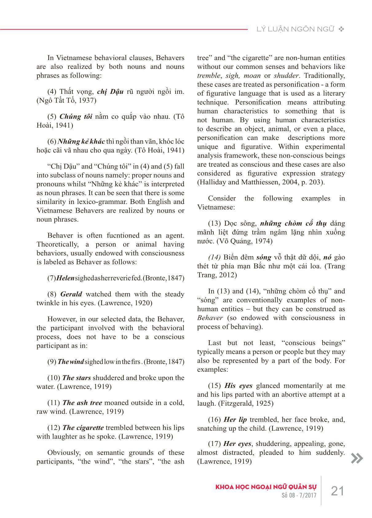 Đặc điểm của tham thể trong câu hành vi Tiếng Việt và Tiếng Anh trang 4