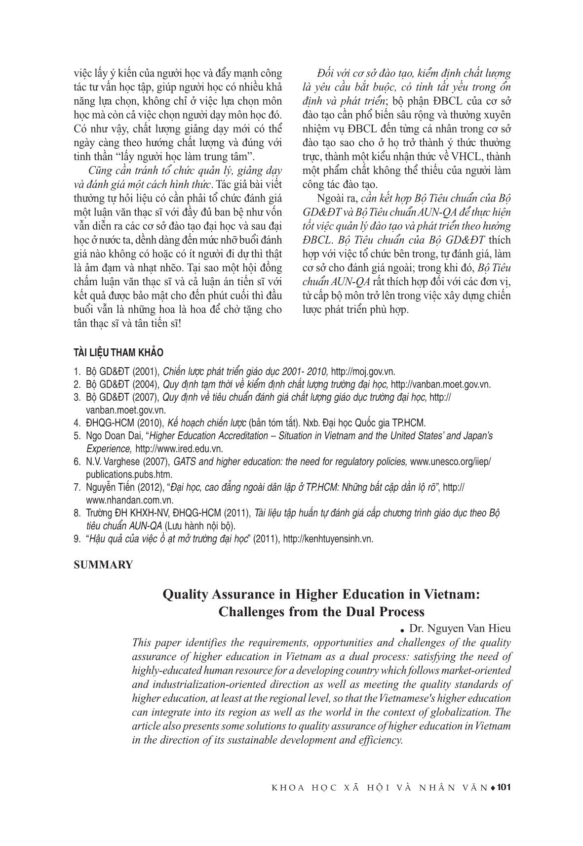 Đảm bảo chất lượng giáo dục Đại học ở Việt Nam: Những thách thức từ quá trình kép trang 5