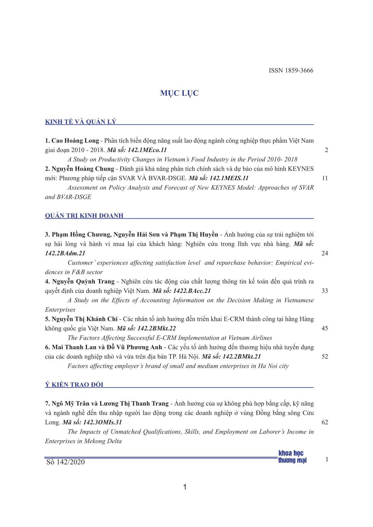 Đánh giá khả năng phân tích chính sách và dự báo của mô hình keynes mới: Phương pháp tiếp cận Svar và Bvar-Dsge trang 1