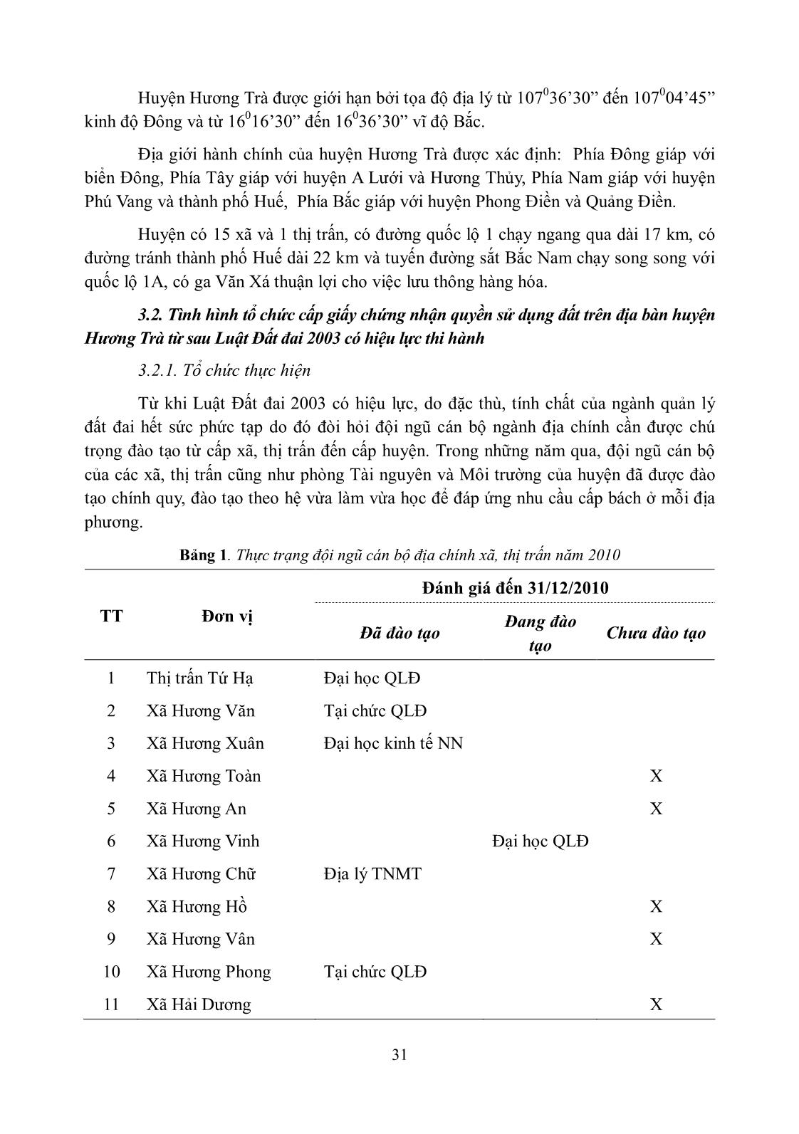 Đánh giá tình hình cấp giấy chứng nhận quyền sử dụng đất sau luật đất đai từ 2004 đến 2010 tại huyện Hương Trà, tỉnh Thừa Thiên Huế trang 3