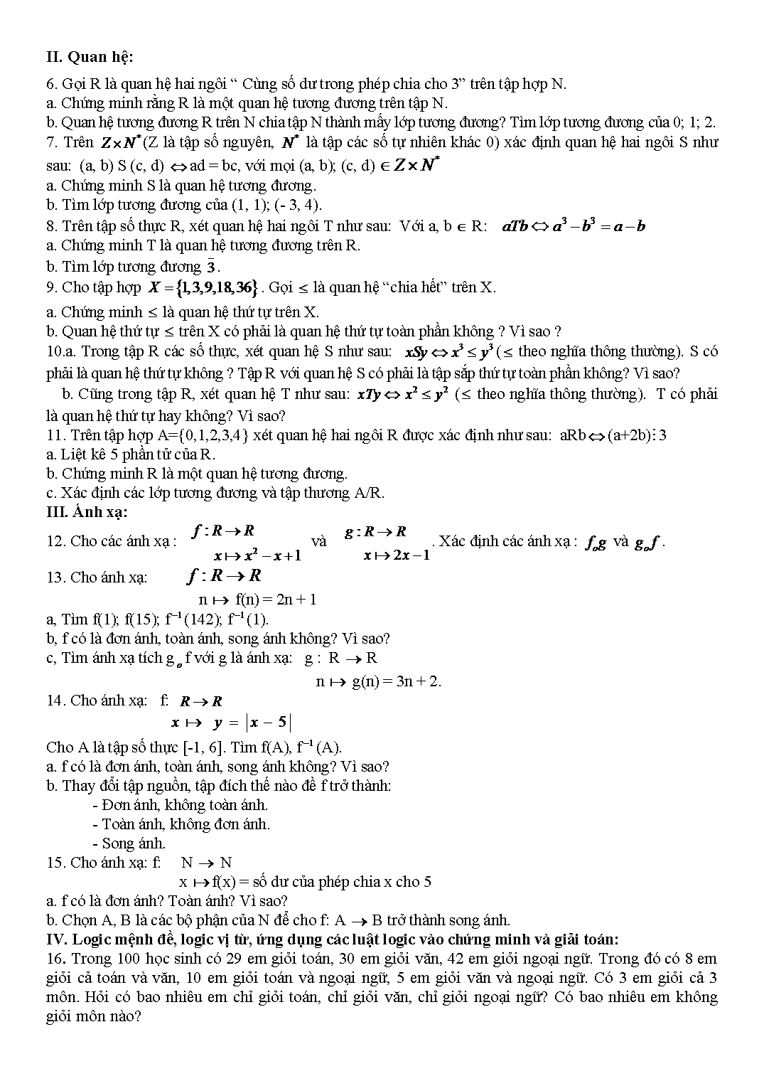 Đề cương ôn tập học phần Cơ sở lý thuyết toán 1 trang 2