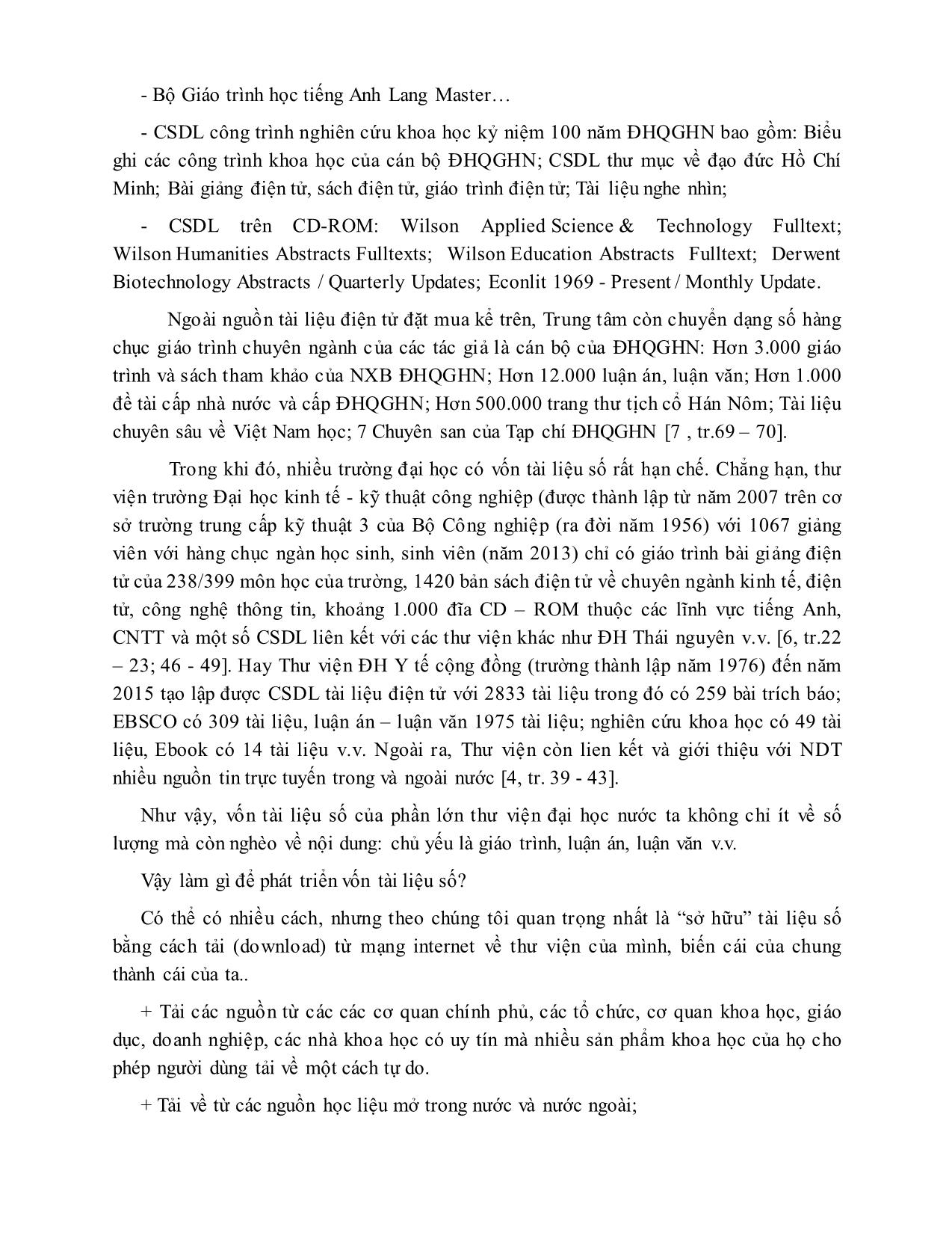 Đề xuất biện pháp phát huy vai trò của thư viện Đại học số ở Việt Nam trang 4