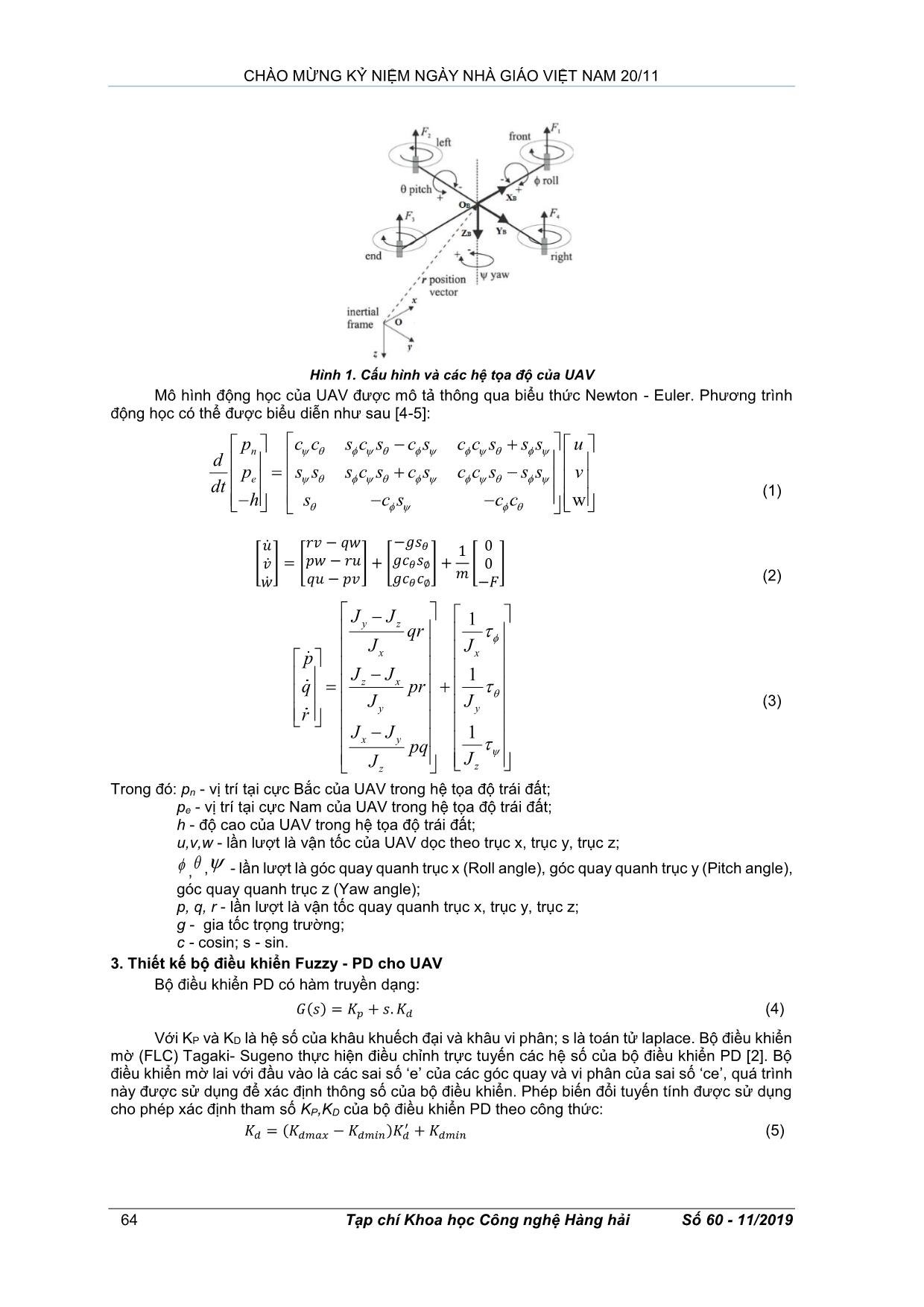 Đề xuất bộ điều khiển Fuzzy- PD cho thiết bị bay không người lái (uav - unmanned aerial vehicle) design of fuzzy - pd controller for uav (unmanned aerial vehicle) trang 2