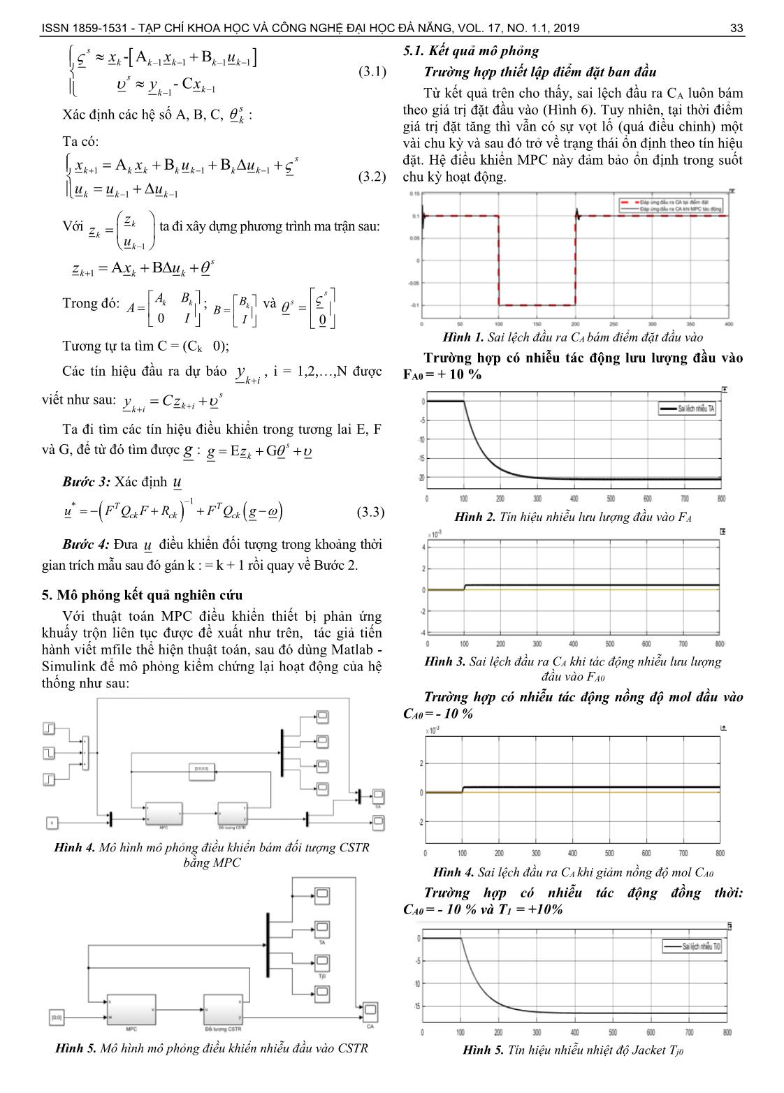 Điều khiển quá trình hóa học phi tuyến miso sử dụng thuật toán điều khiển dự báo theo mô hình MPC trang 3