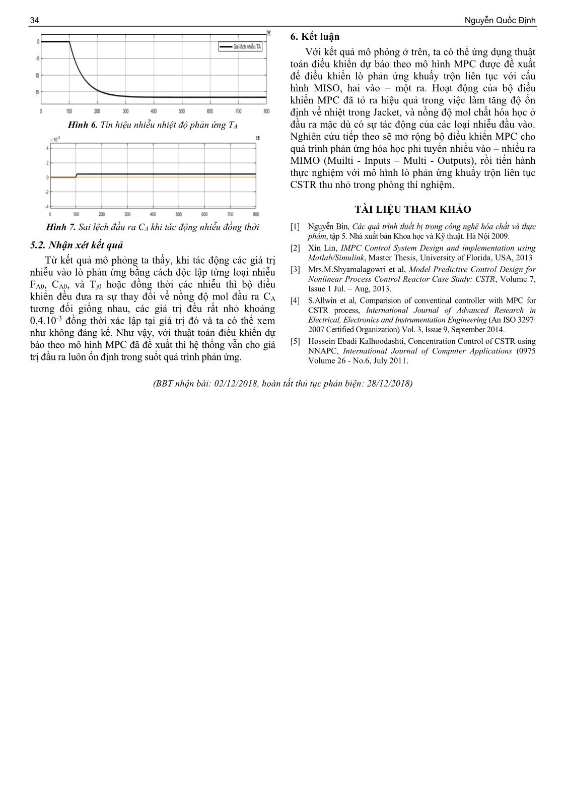 Điều khiển quá trình hóa học phi tuyến miso sử dụng thuật toán điều khiển dự báo theo mô hình MPC trang 4