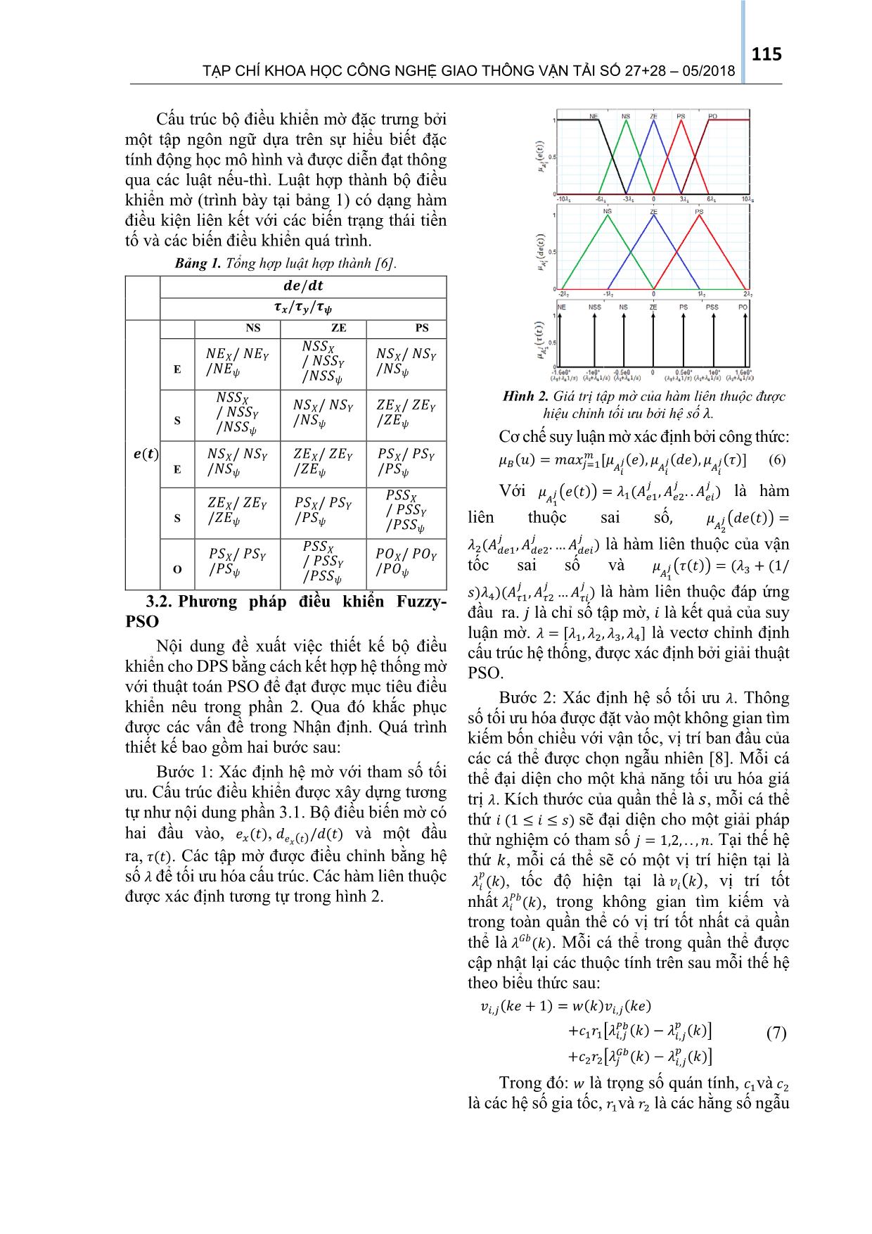 Điều khiển tối ưu hệ thống định vị động dựa trên kỹ thuật nâng cao Fuzzy-Pso trang 3