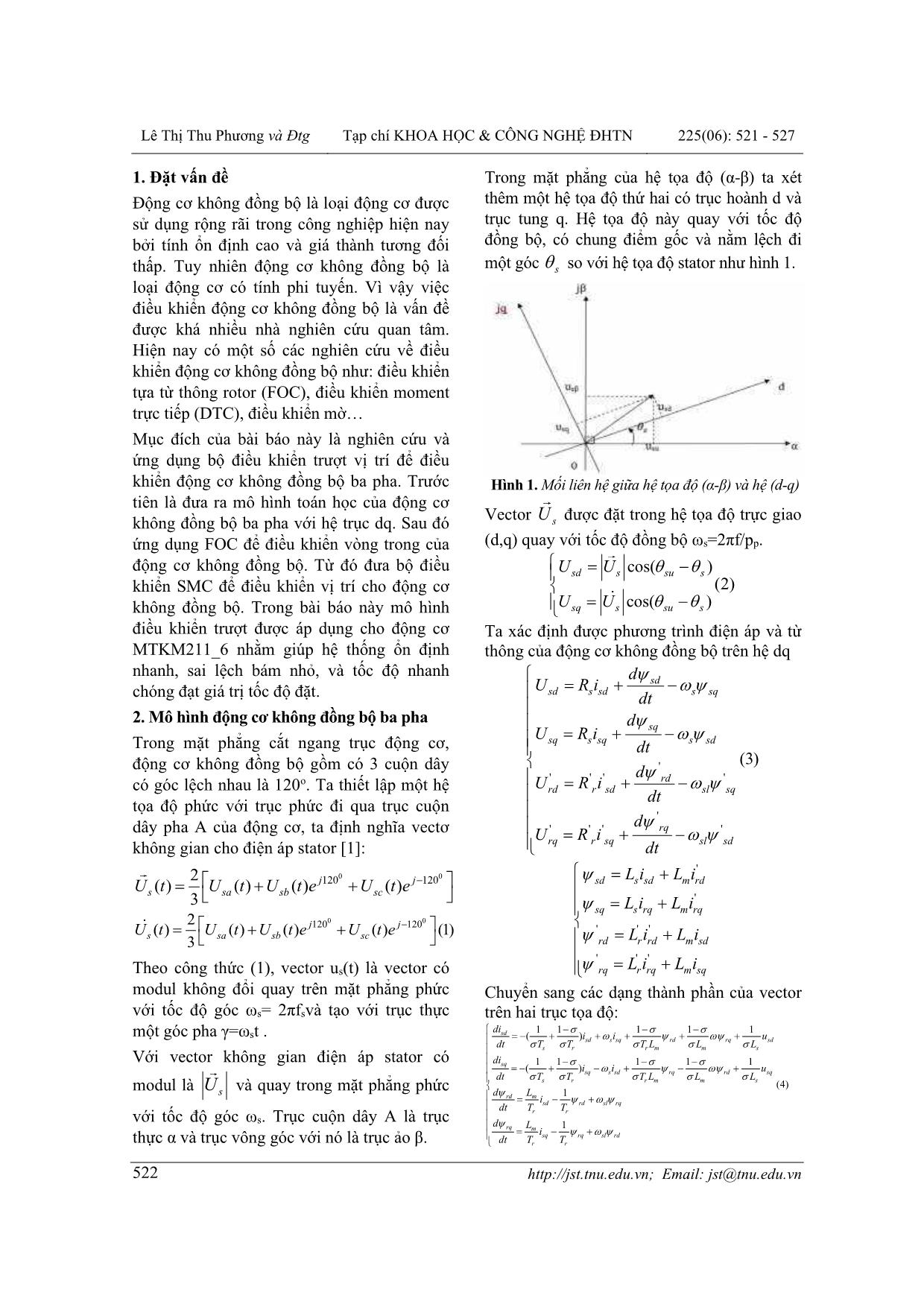 Điều khiển vị trí động cơ không đồng bộ ứng dụng bộ điều khiển trượt SMC trang 2