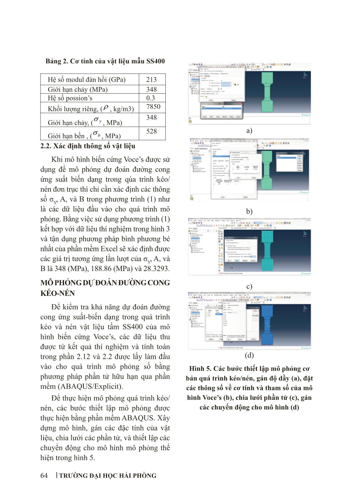 Dự đoán đường cong ứng suất - biến dạng cho quá trình kéo/nén vật liệu tấm SS400 bằng phương pháp phần tử hữu hạn trang 4