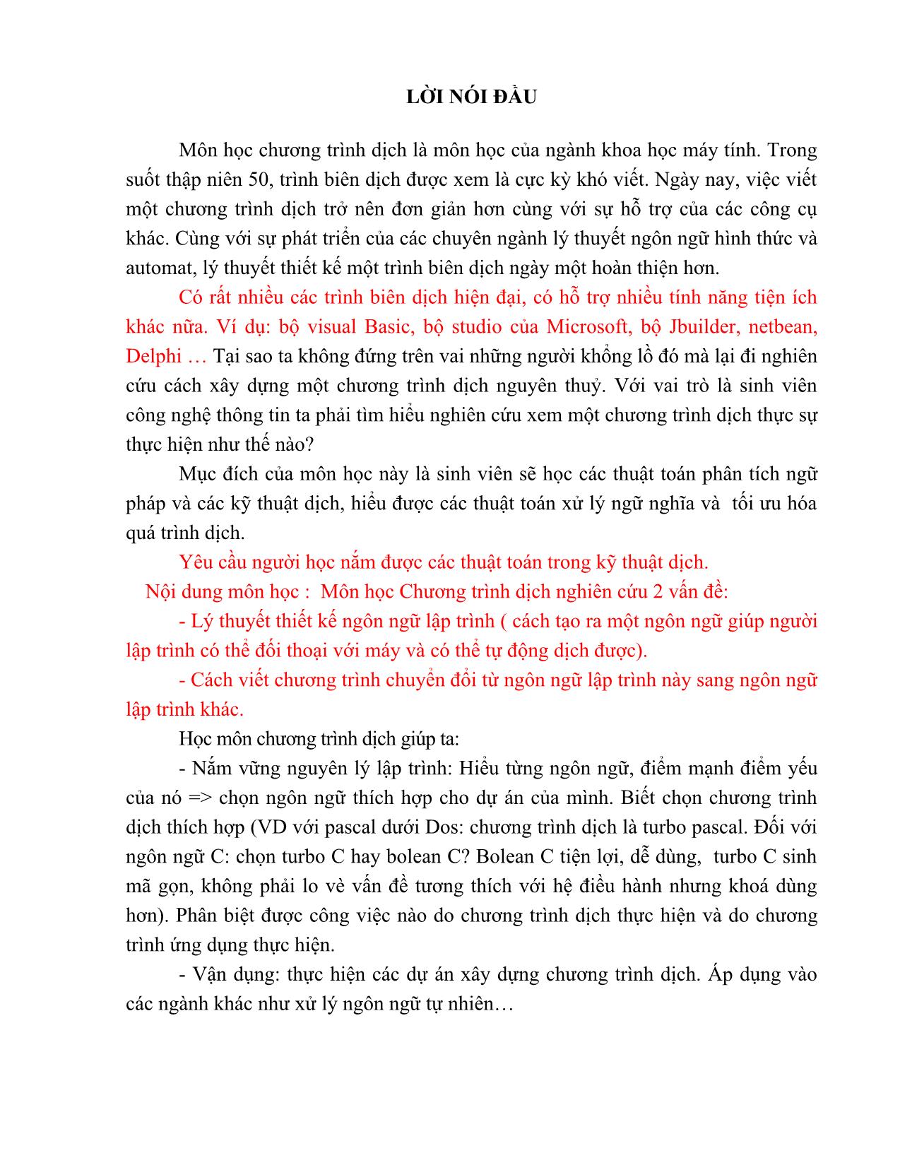 Giáo trình Chương trình dịch (Phần 1) trang 3
