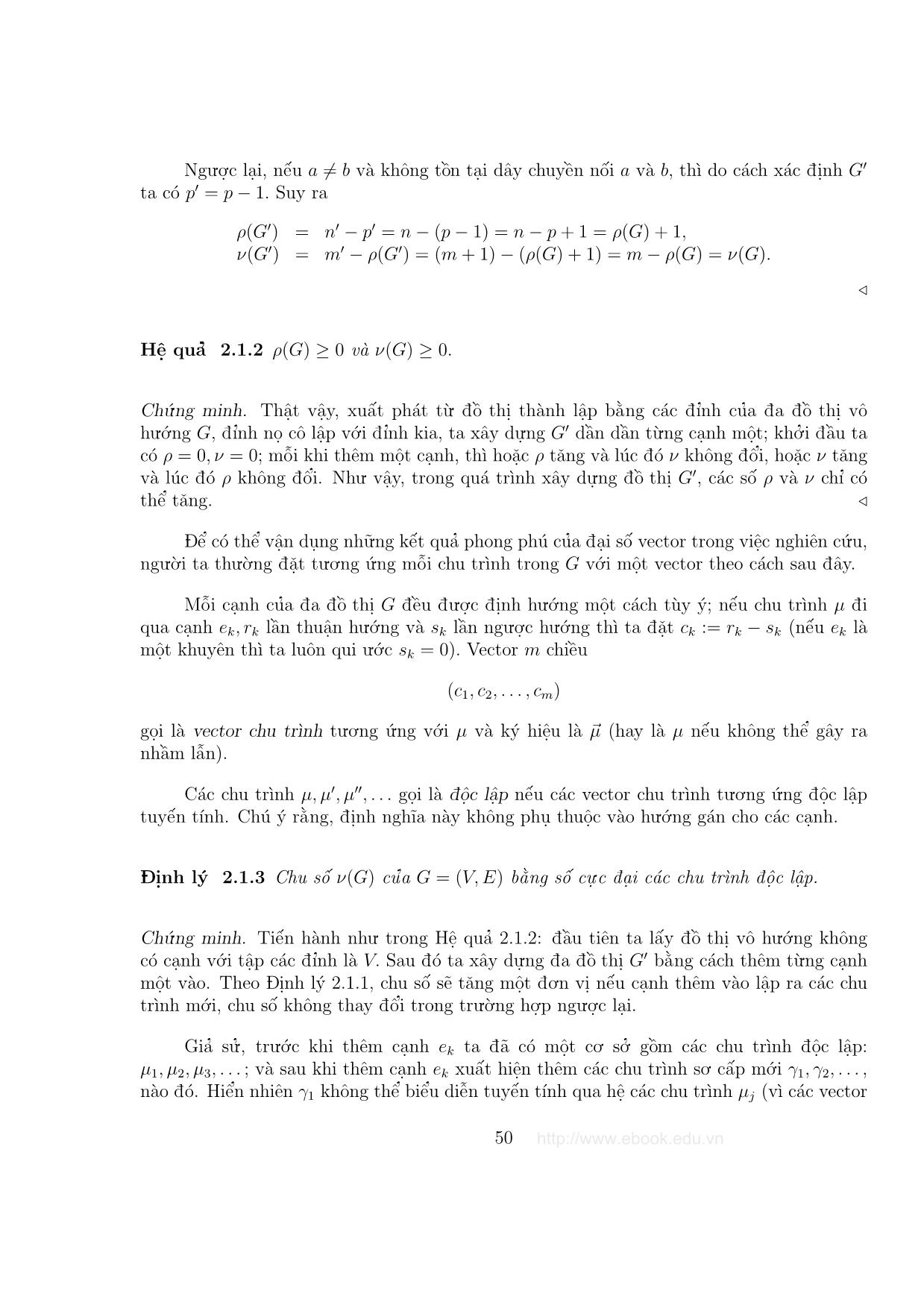 Giáo trình Đồ thị và các thuật toán - Chương 2: Các số co bản của đồ thị trang 2