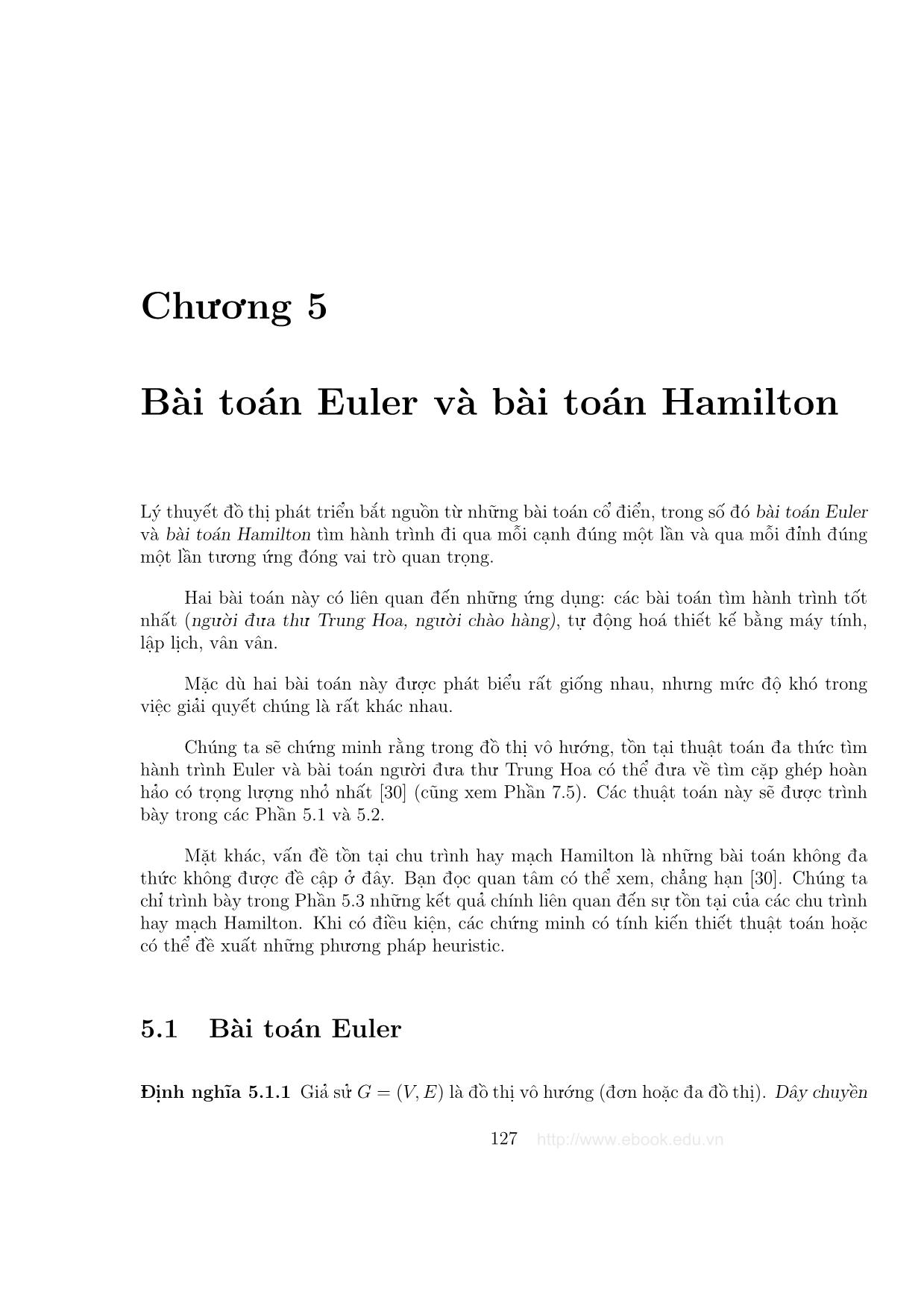 Giáo trình Đồ thị và các thuật toán - Chương 5: Bài toán Euler và bài toán Hamilton trang 1