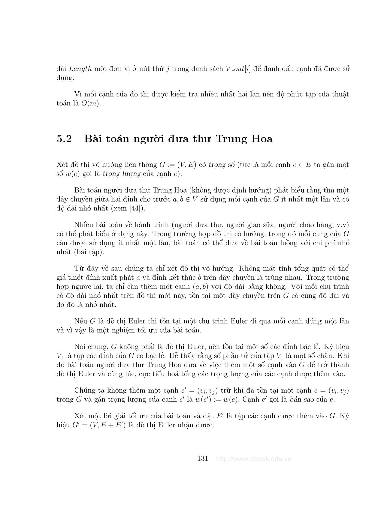 Giáo trình Đồ thị và các thuật toán - Chương 5: Bài toán Euler và bài toán Hamilton trang 5