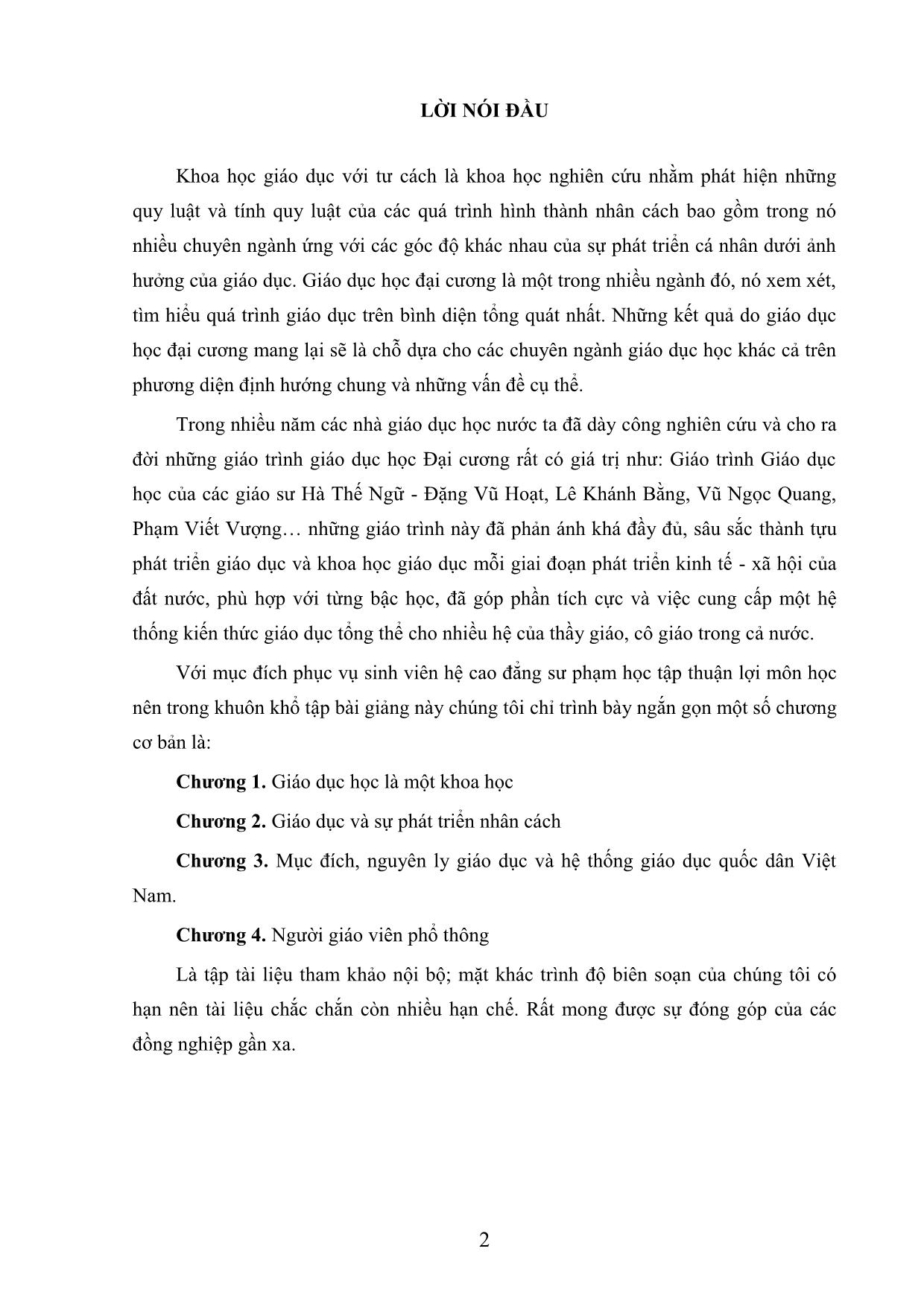 Giáo trình Giáo dục học đại cương - Lê Quang Đạt trang 2