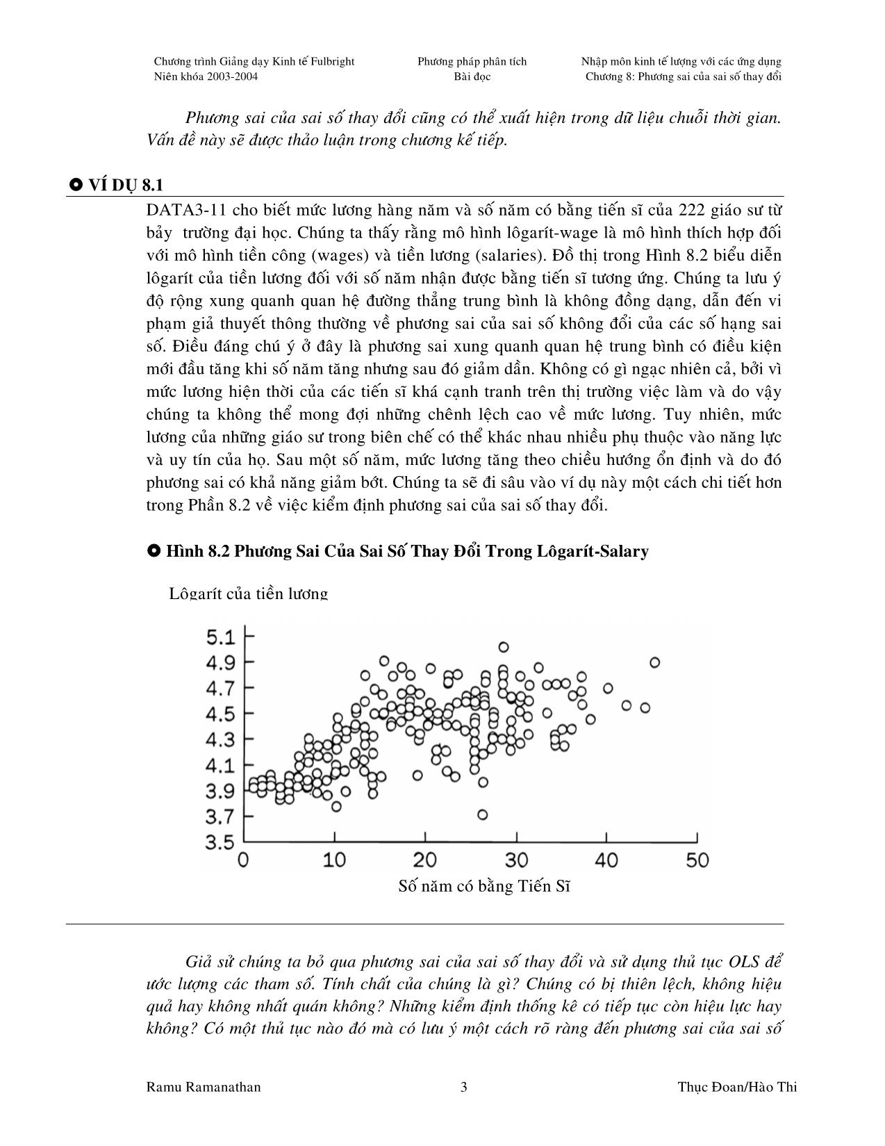 Giáo trình Kinh tế lượng với các ứng dụng - Chương 8: Phương sai của sai số thay đổi trang 3