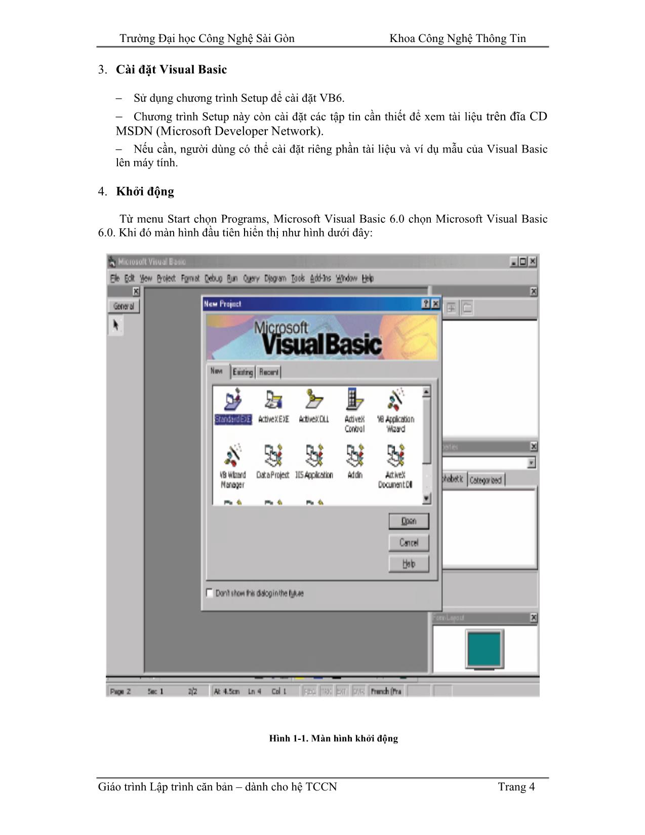 Giáo trình Lập trình căn bản Visual Basic (Phần 1) trang 4