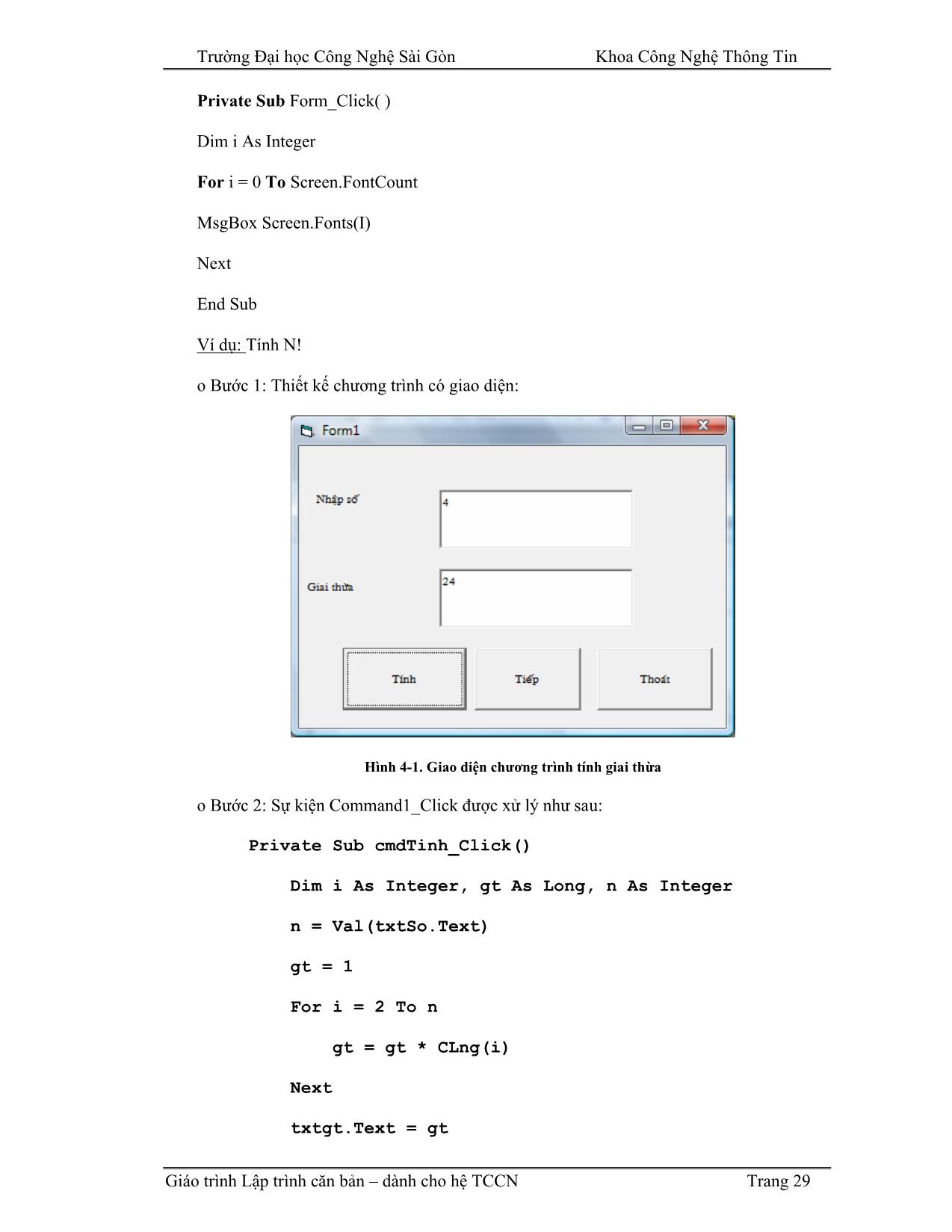 Giáo trình Lập trình căn bản Visual Basic (Phần 2) trang 4