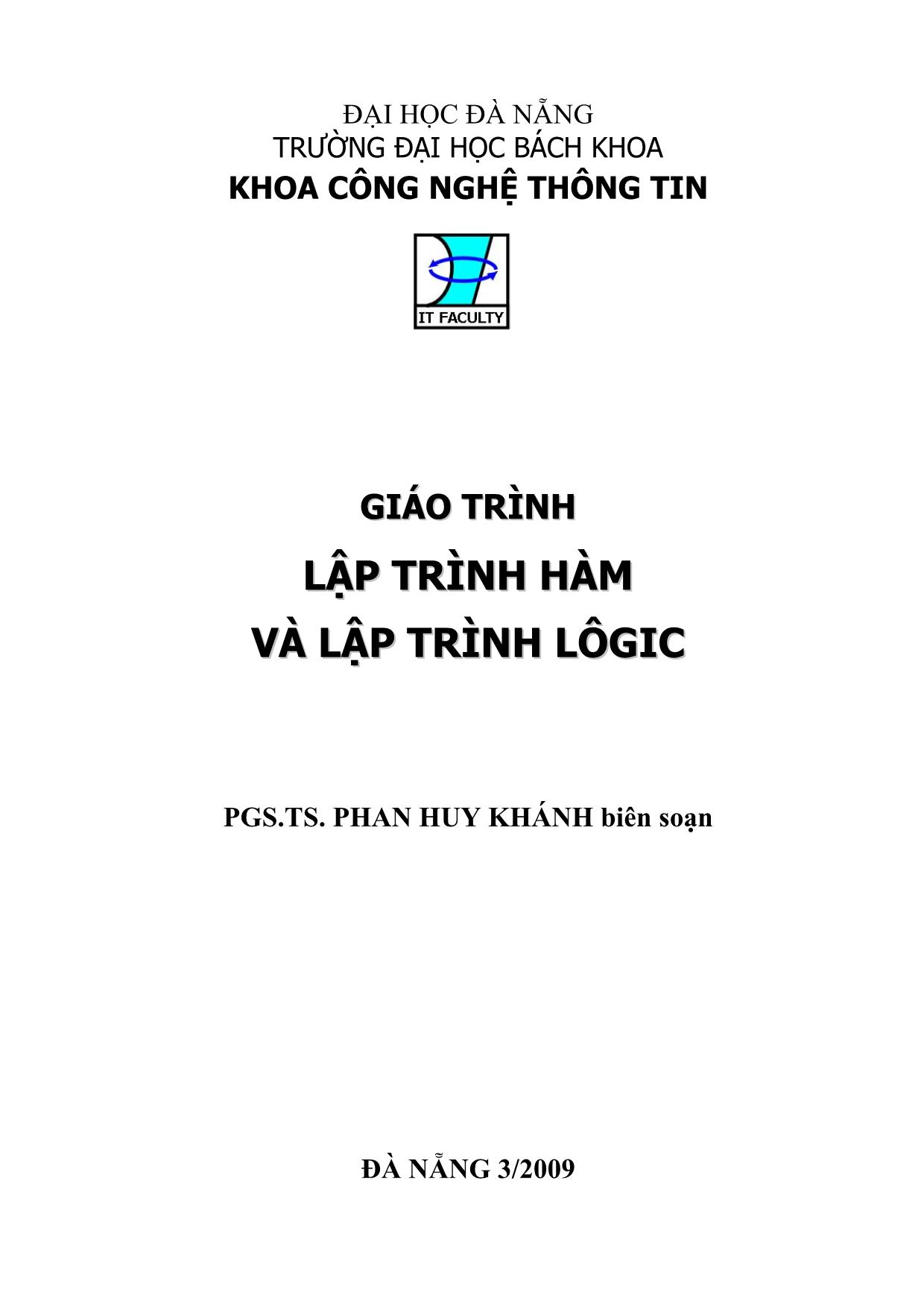 Giáo trình Lập trình hàm và lập trình Logic (Phần 1) trang 1