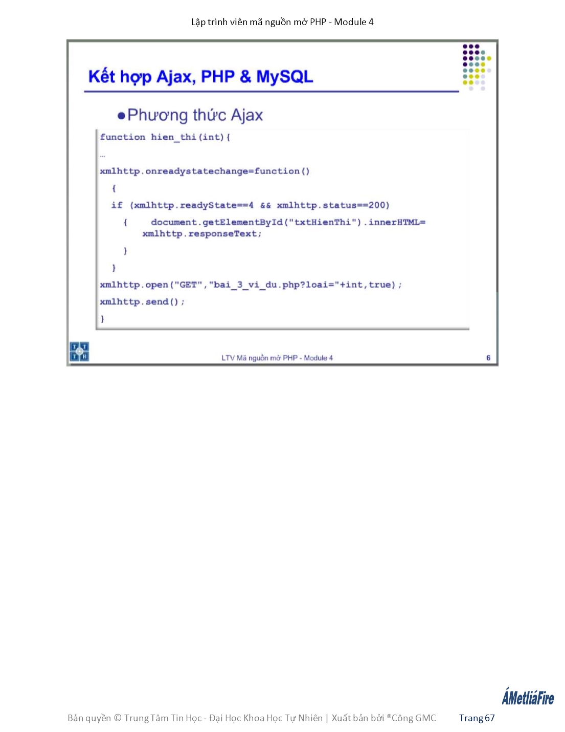 Giáo trình Module 4: Lập trình viên mã nguồn mở PHP - Bài 6: Ajax 2 trang 4