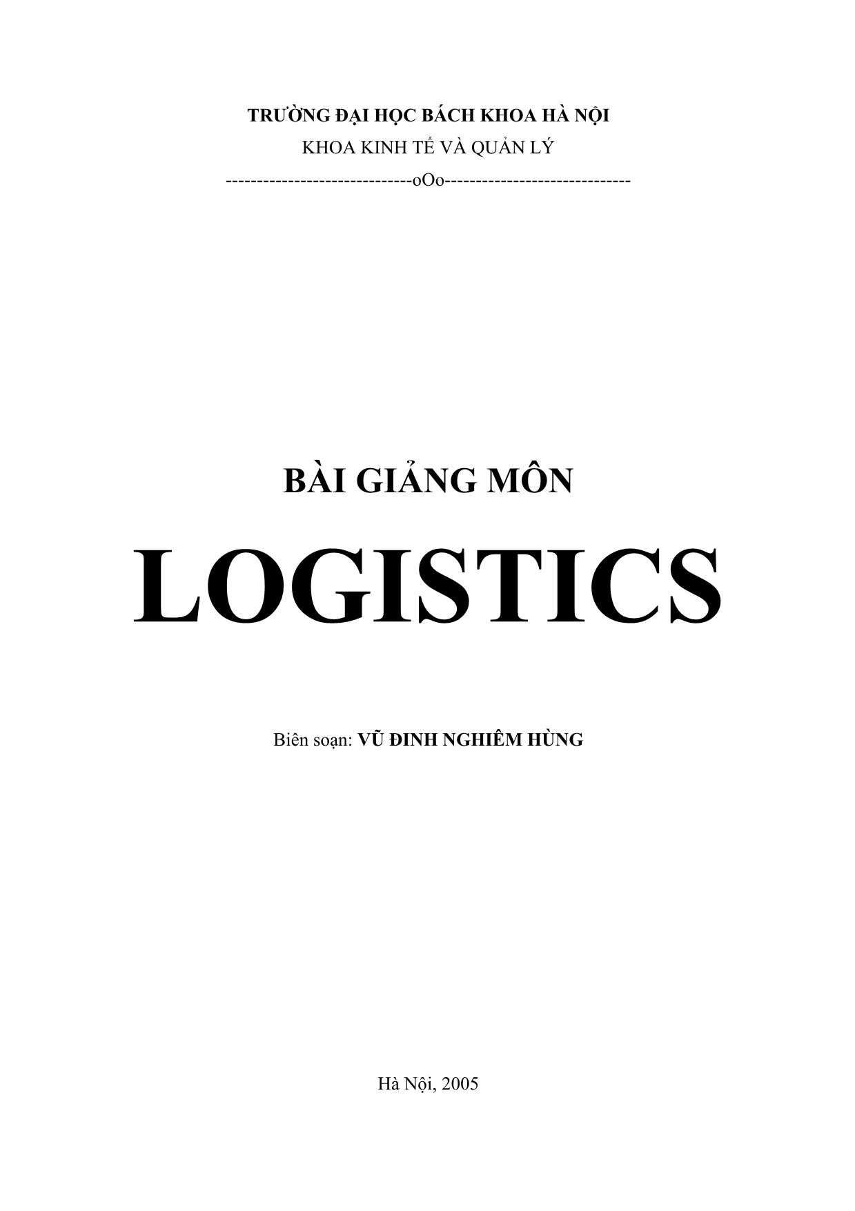 Giáo trình môn Logistics trang 1
