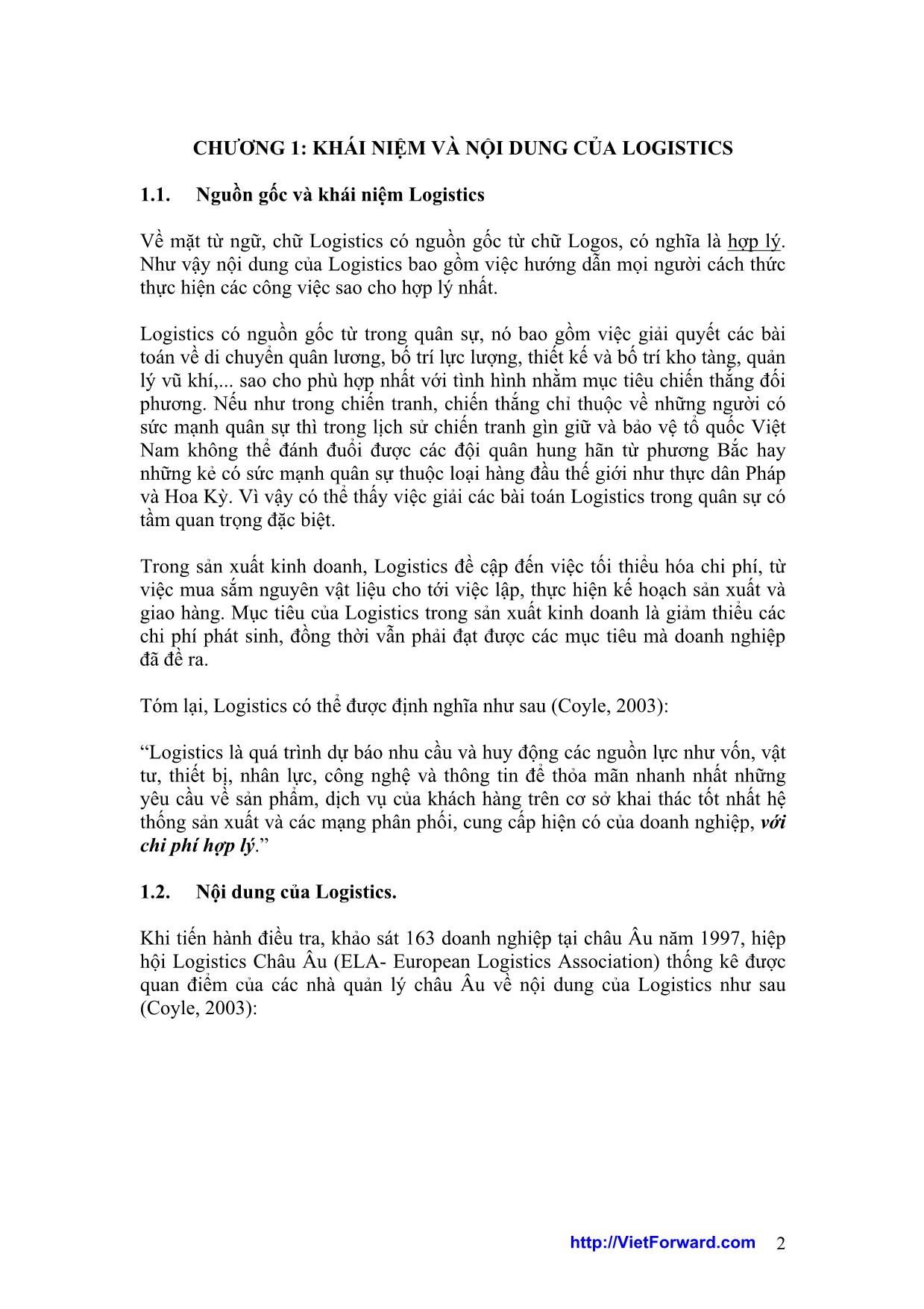 Giáo trình môn Logistics trang 2
