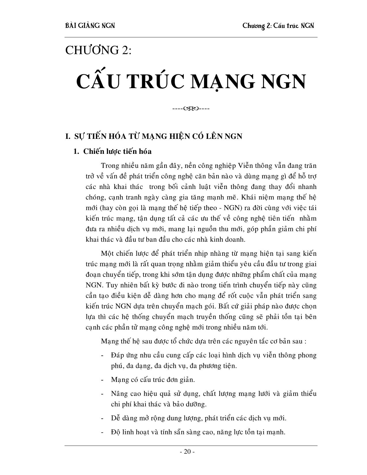 Giáo trình NGN - Chương 2: Cấu trúc mạng NGN trang 1