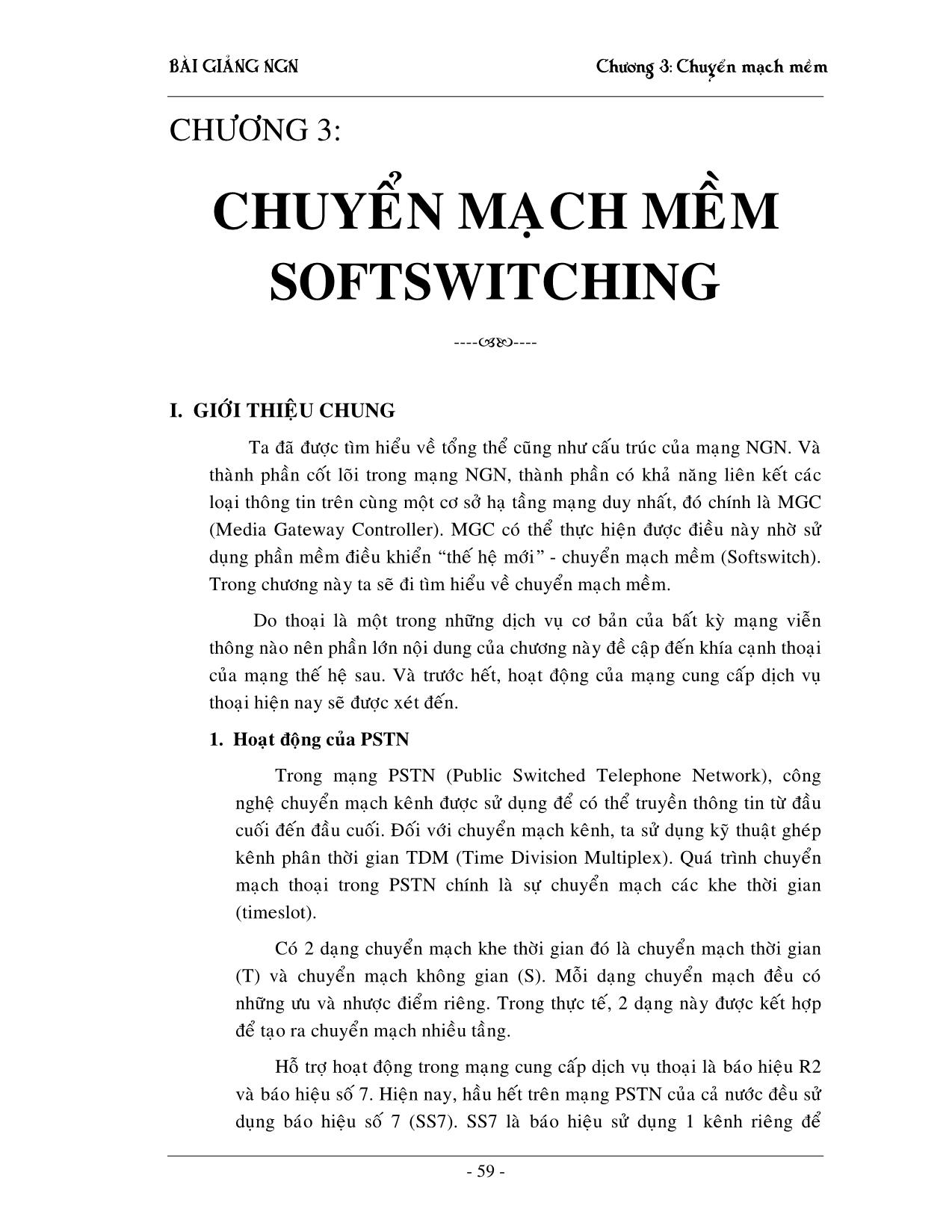 Giáo trình NGN - Chương 3: Chuyển mạch mềm Softswitching trang 1