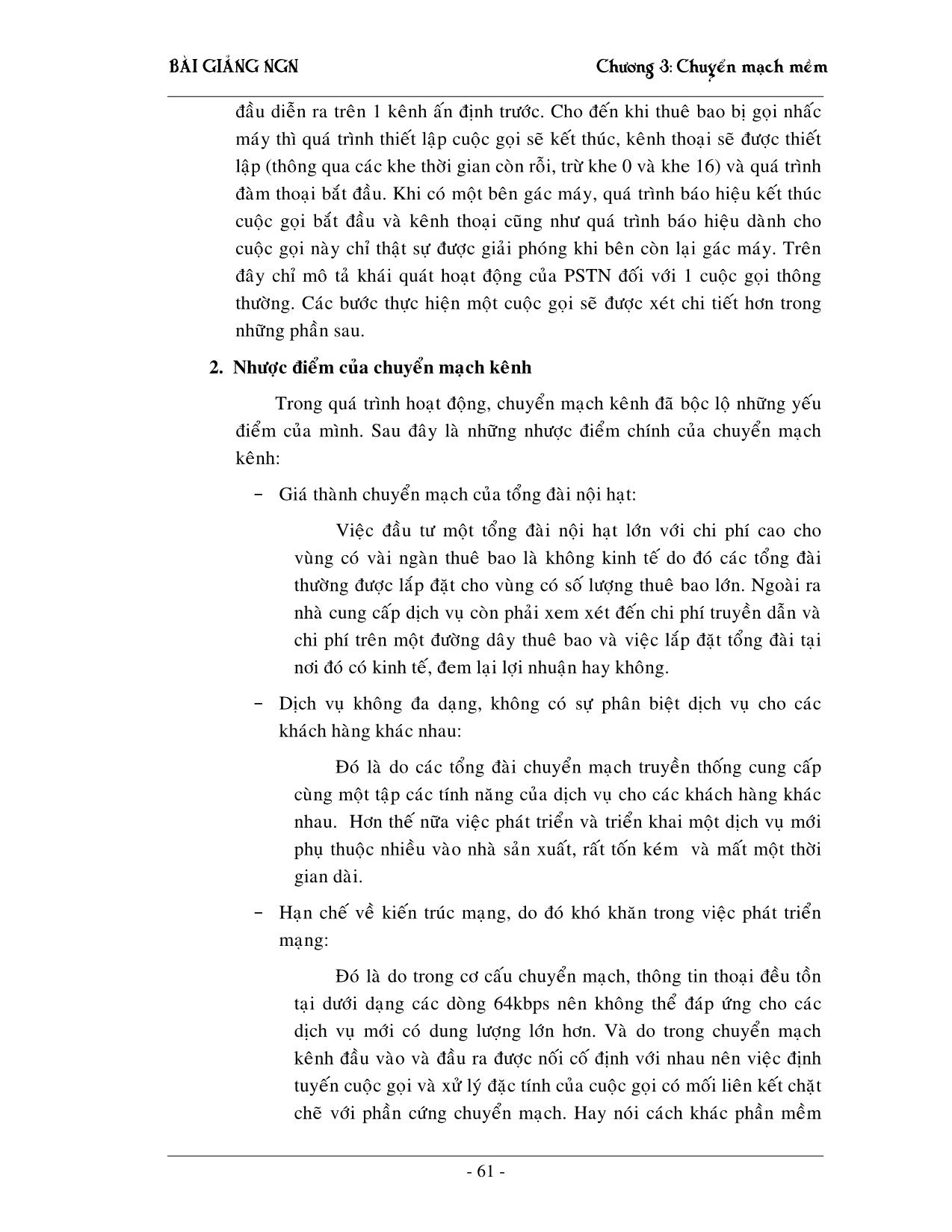 Giáo trình NGN - Chương 3: Chuyển mạch mềm Softswitching trang 3