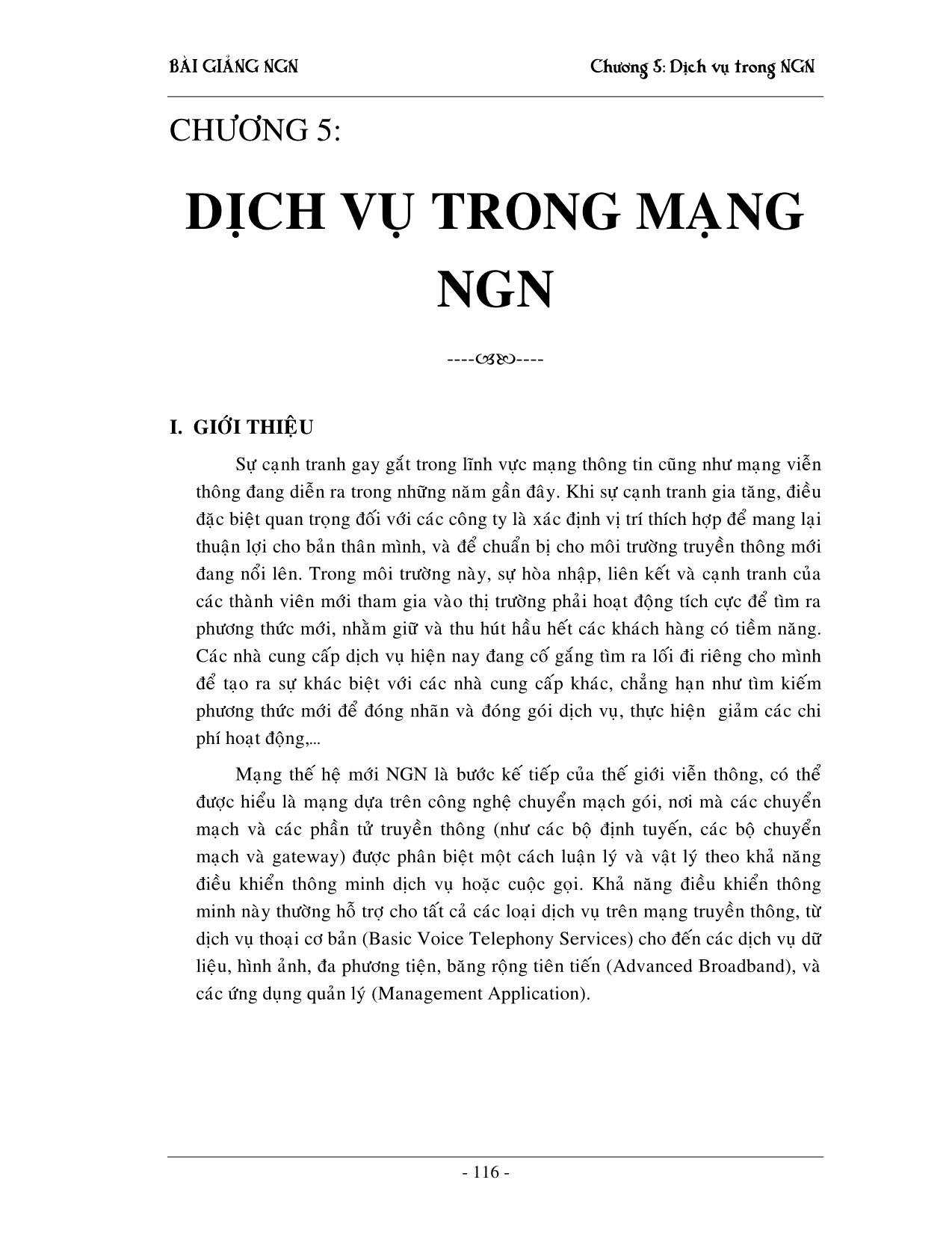 Giáo trình NGN - Chương 5: Dịch vụ trong mạng NGN trang 1