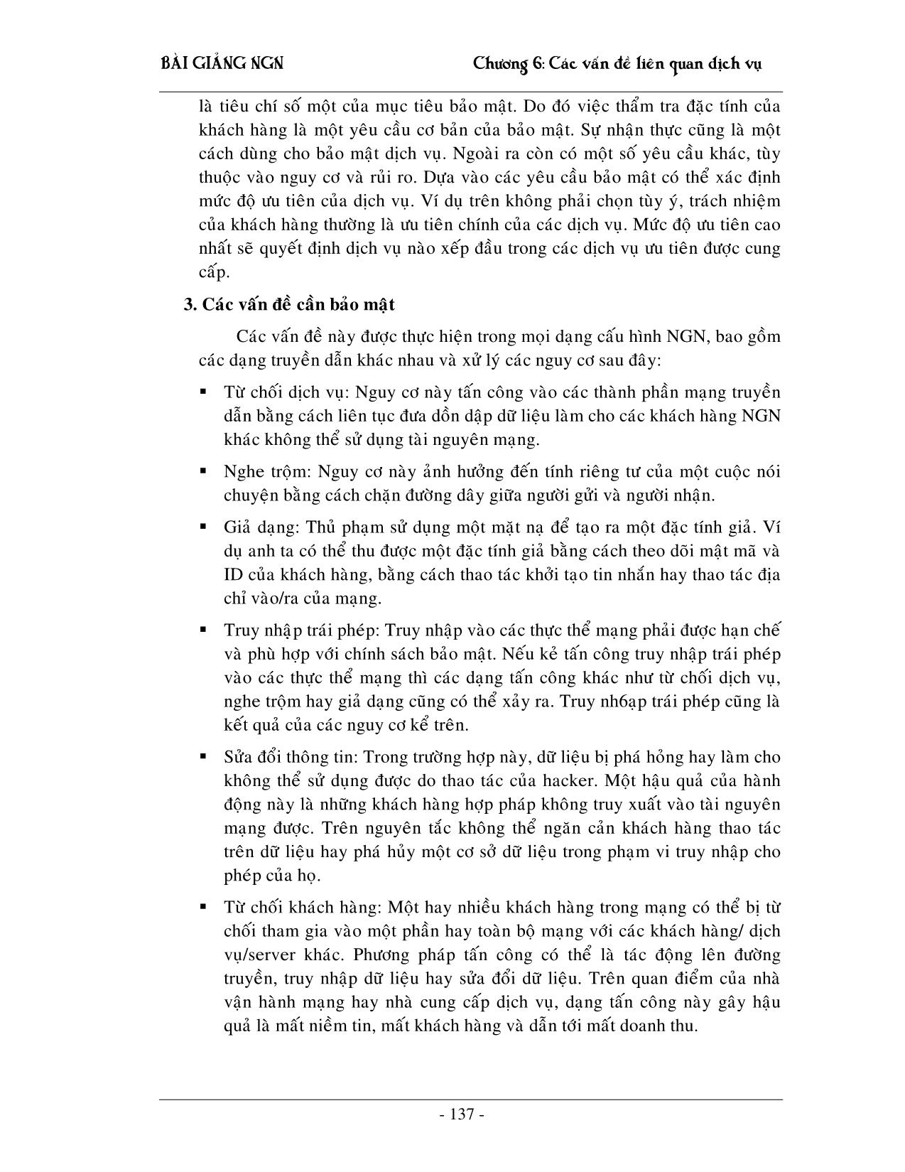 Giáo trình NGN - Chương 6: Các vấn đề liên quan đến dịch vụ trang 4